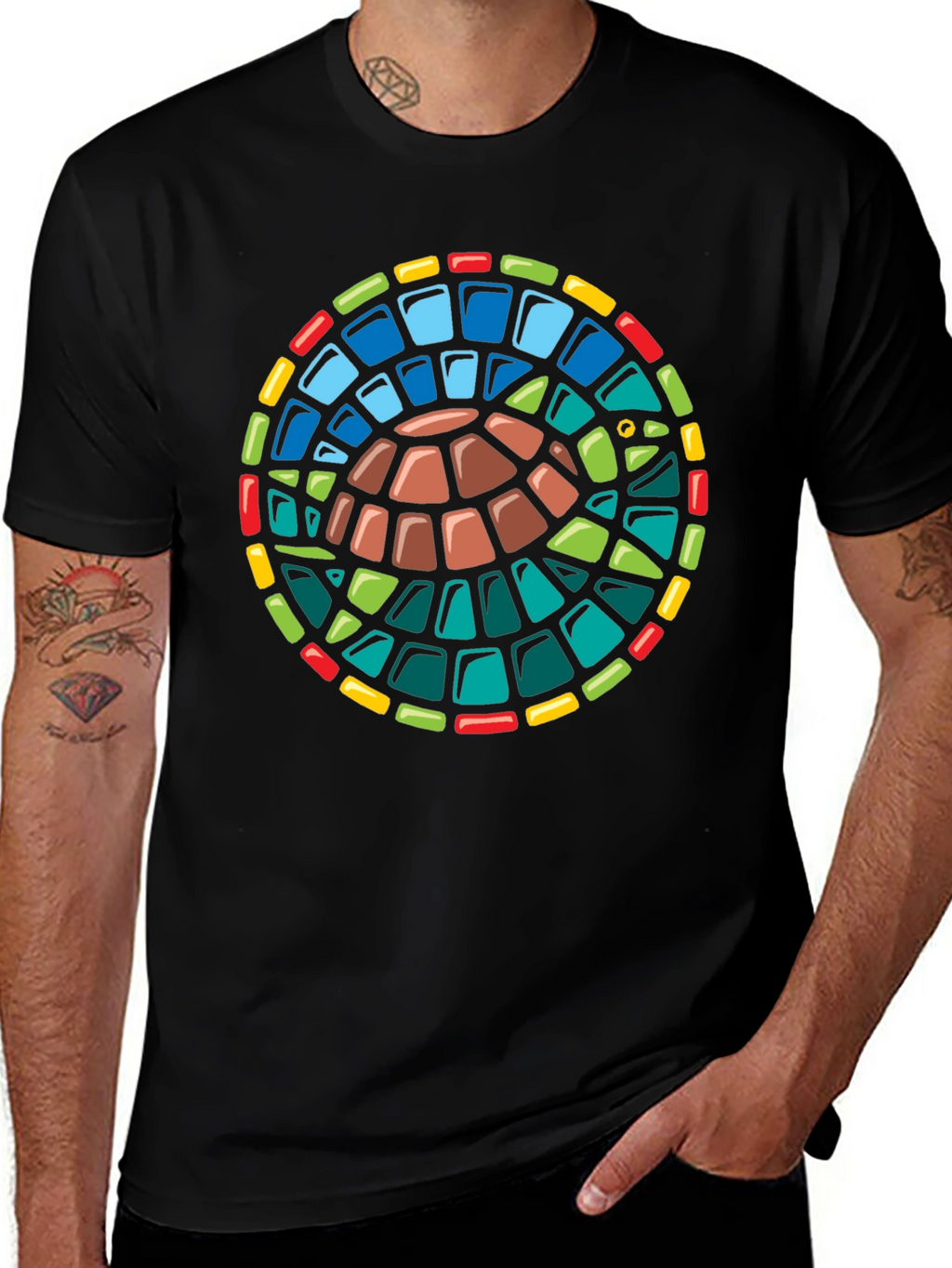 Turtle Stained Glass Style Graphic T-Shirt