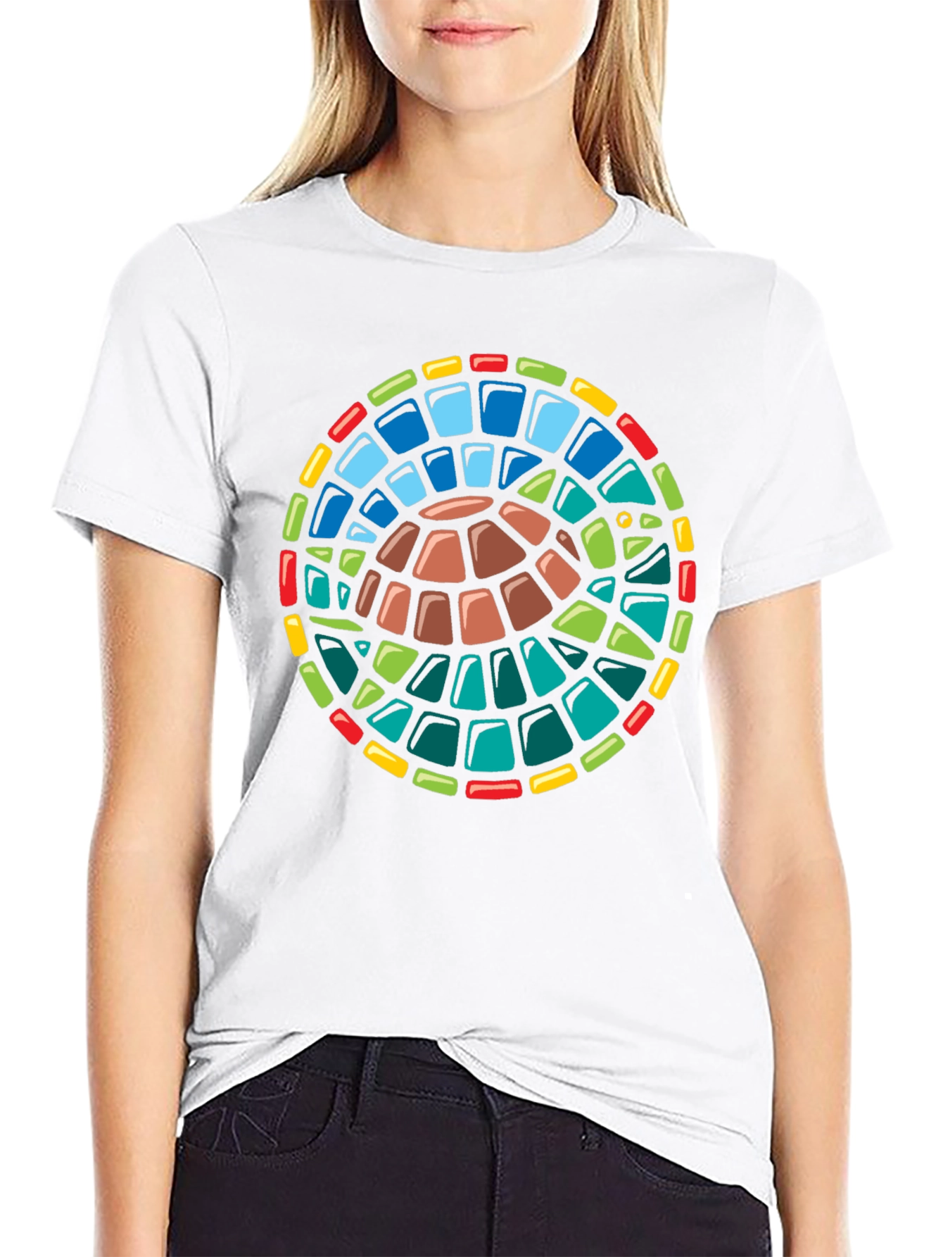 Turtle Stained Glass Style Graphic T-Shirt