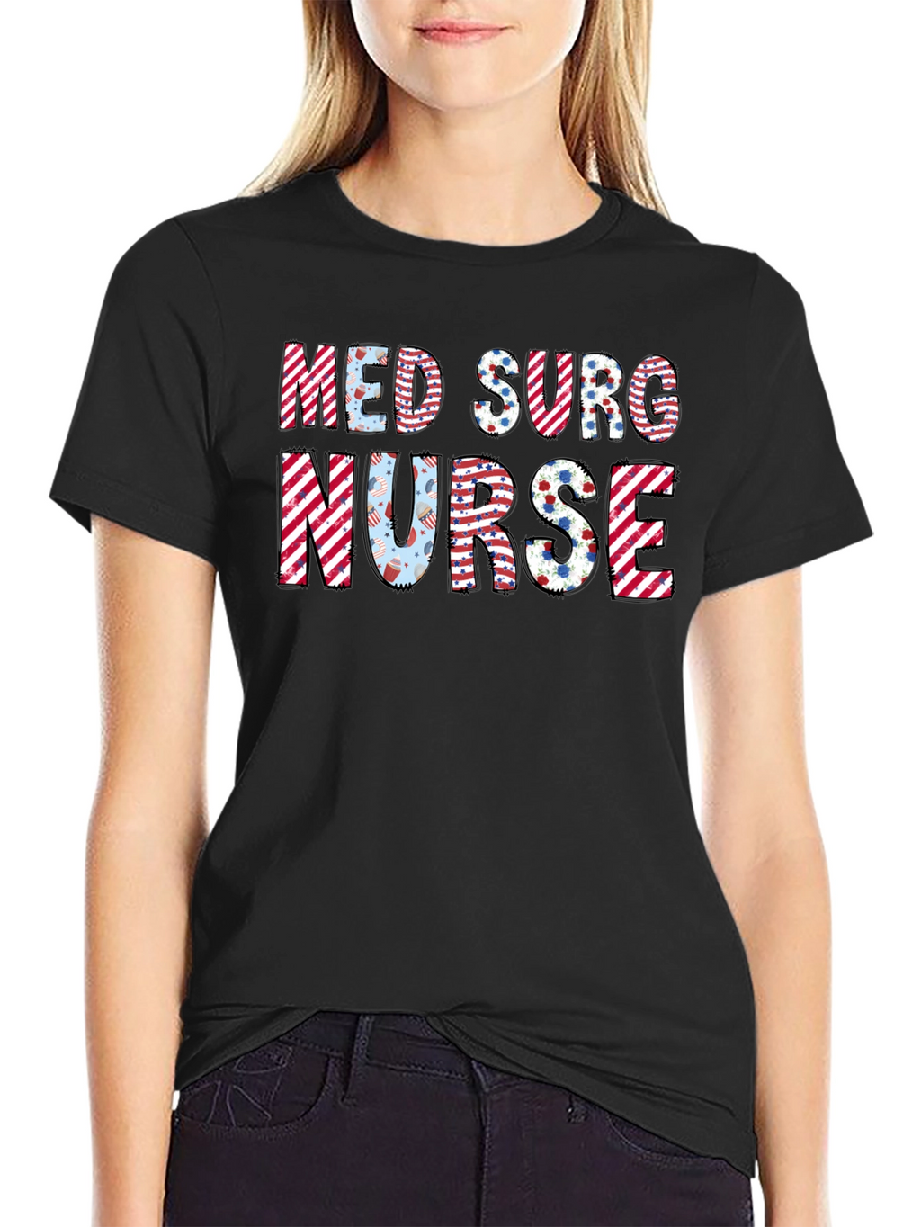 Med Surg Nurse T-Shirt - Patriotic Design