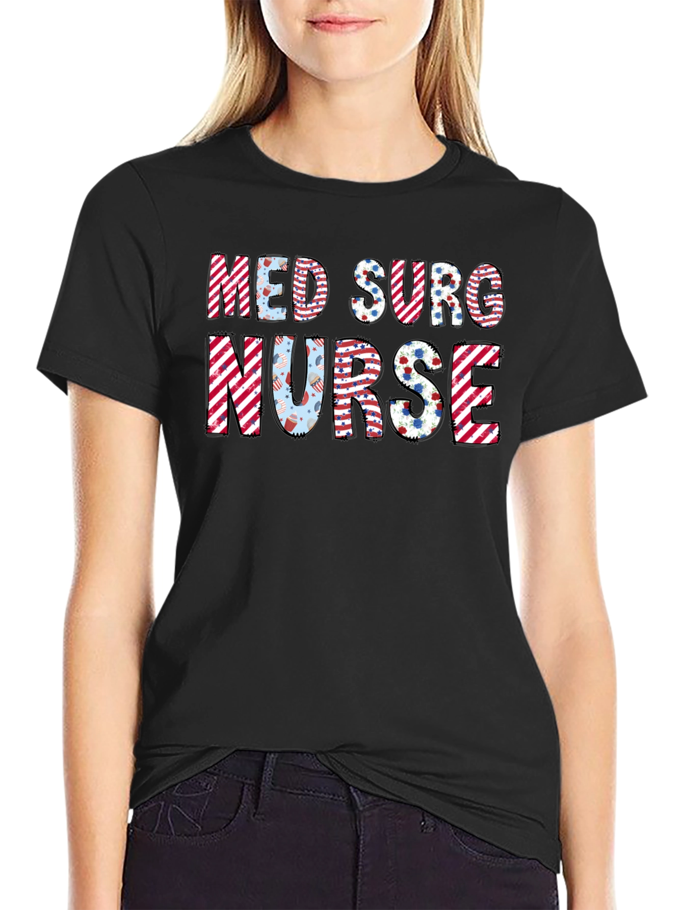 Med Surg Nurse T-Shirt - Patriotic Design