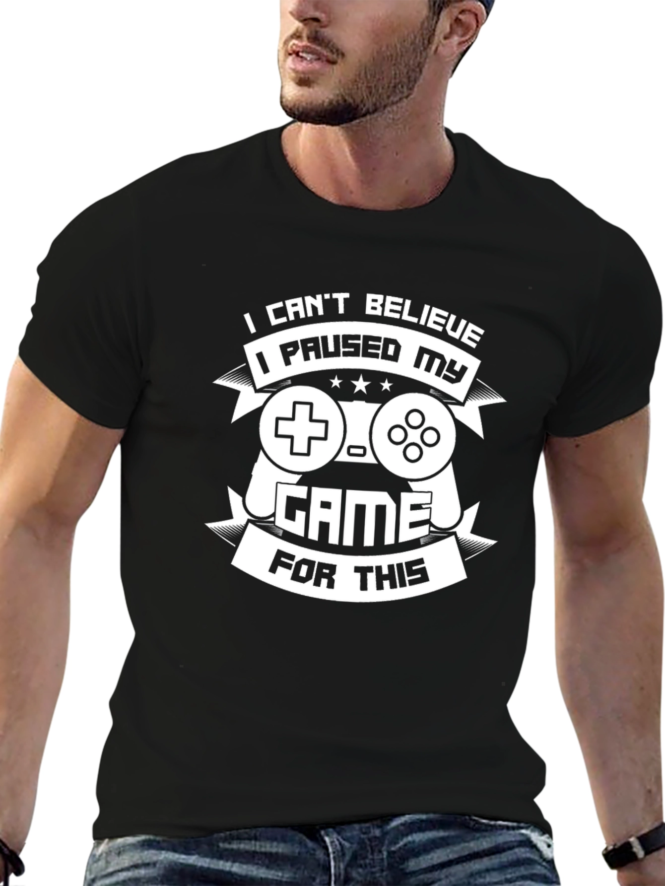 Gamer T-Shirt - I Paused My Game For This - Black Tee