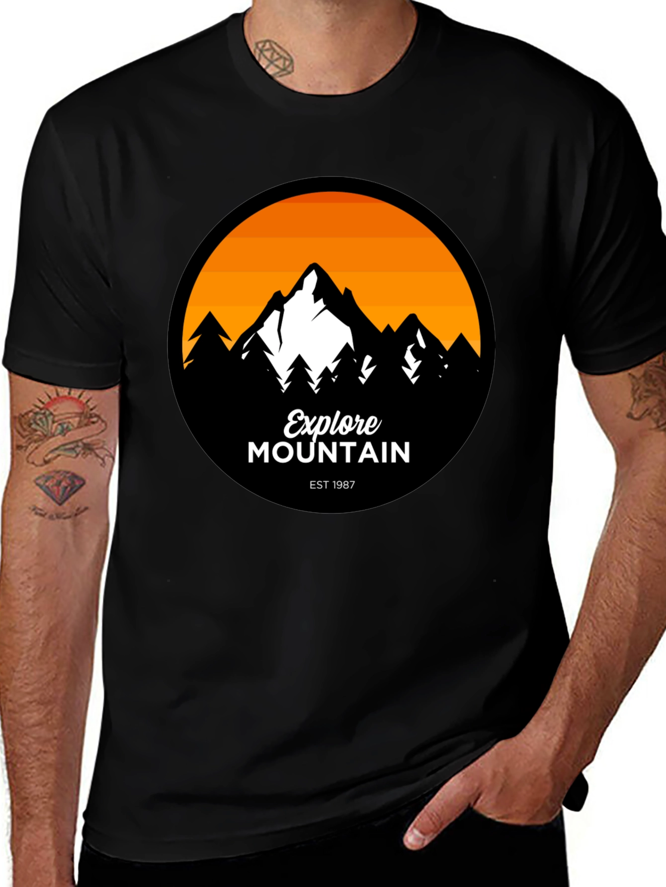 Explore Mountain Graphic T-Shirt - Black