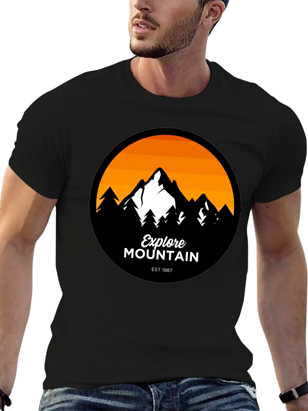 Explore Mountain Graphic T-Shirt - Black