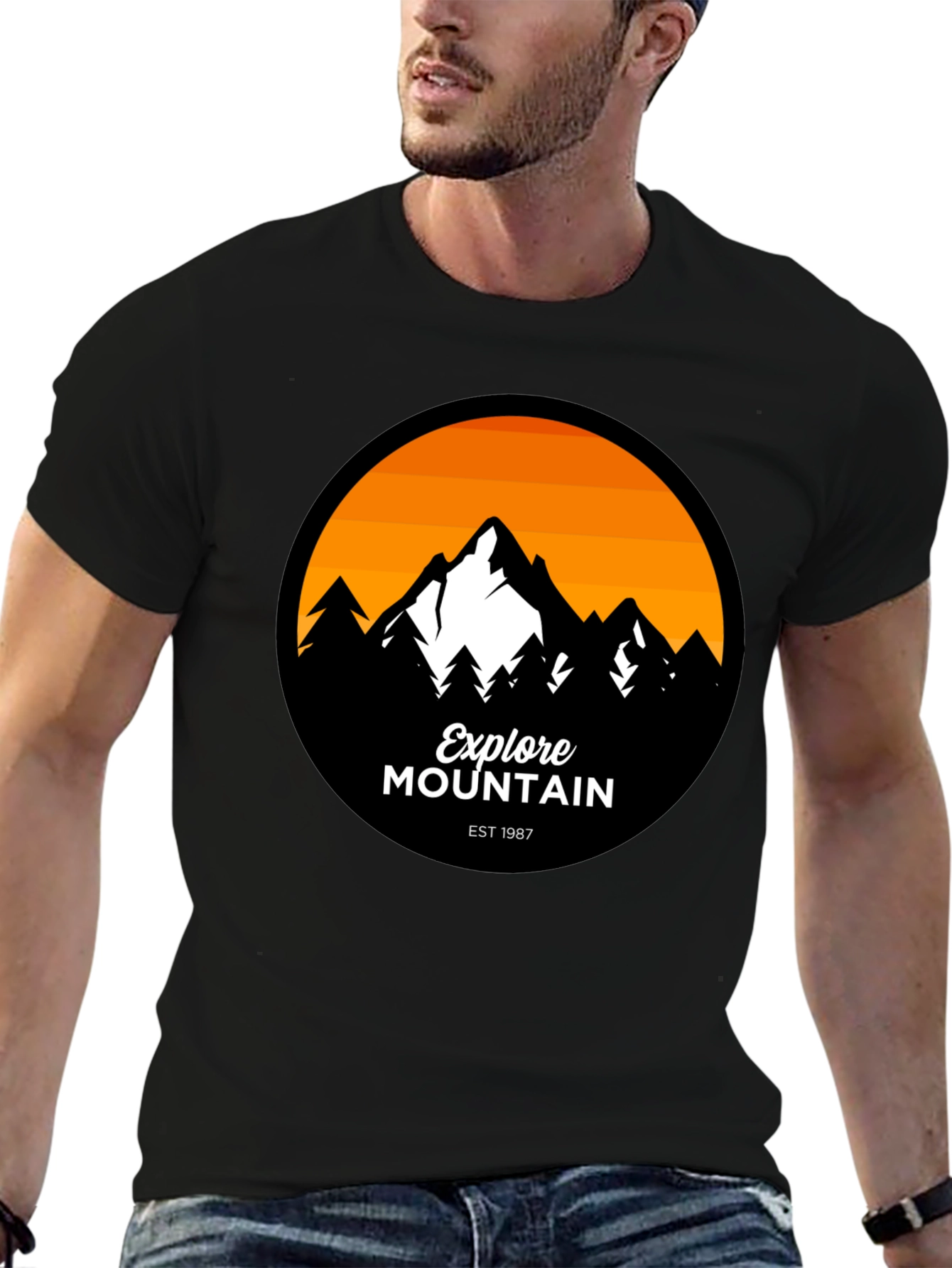 Explore Mountain Graphic T-Shirt - Black