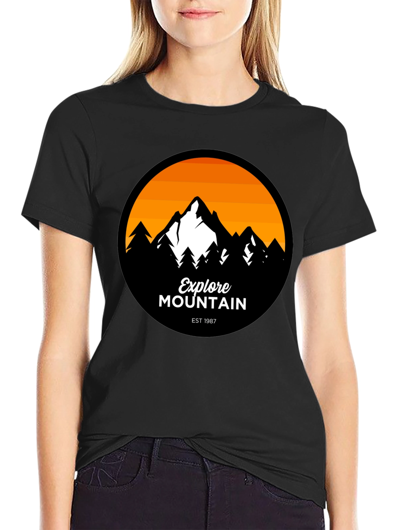 Explore Mountain Graphic T-Shirt - Black