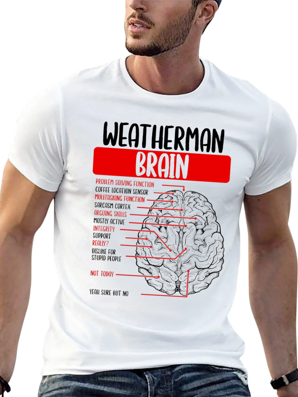 Weatherman Brain T-Shirt - Funny Weather Humor Tee