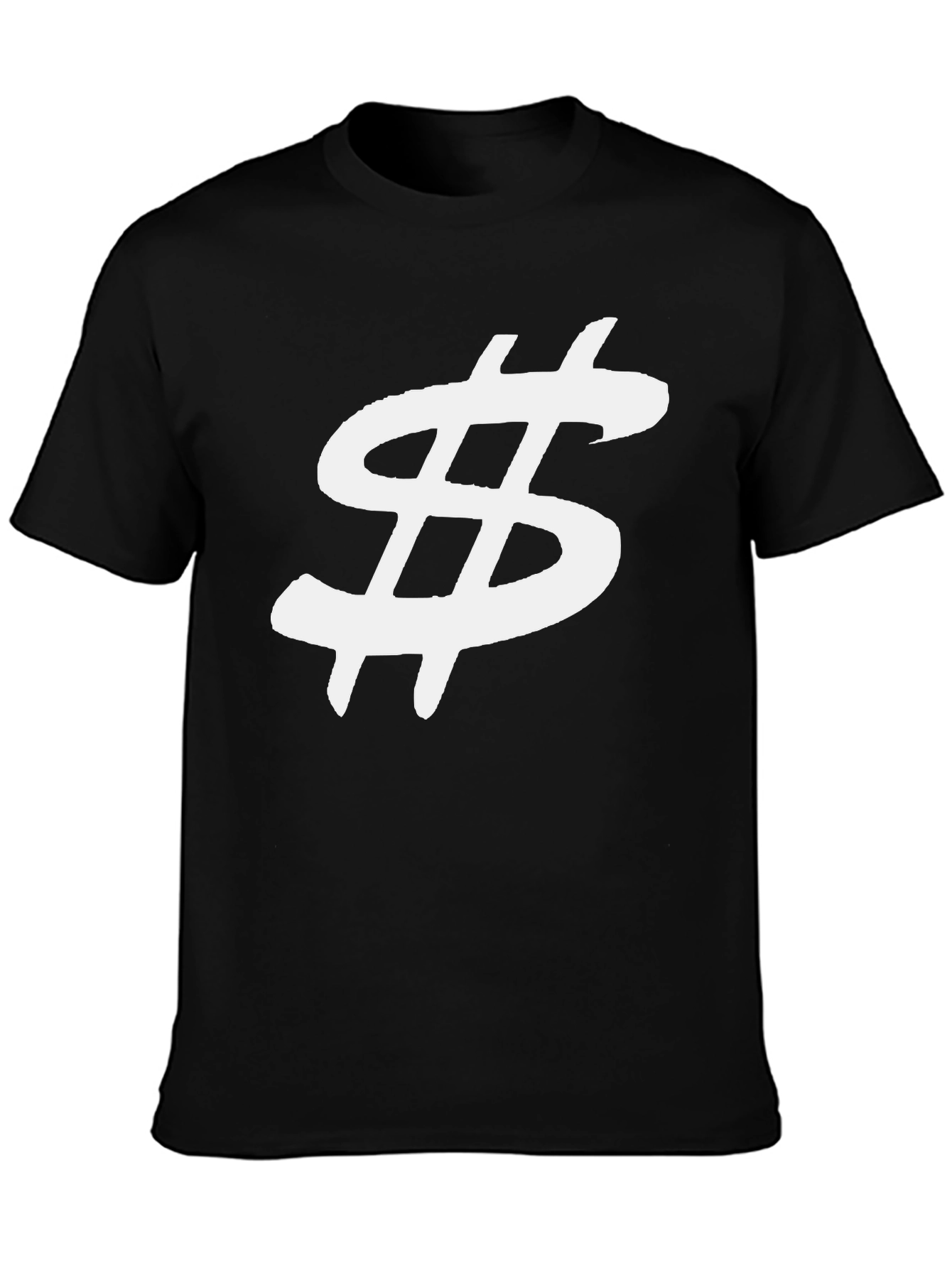 Black T-Shirt with White Dollar Sign