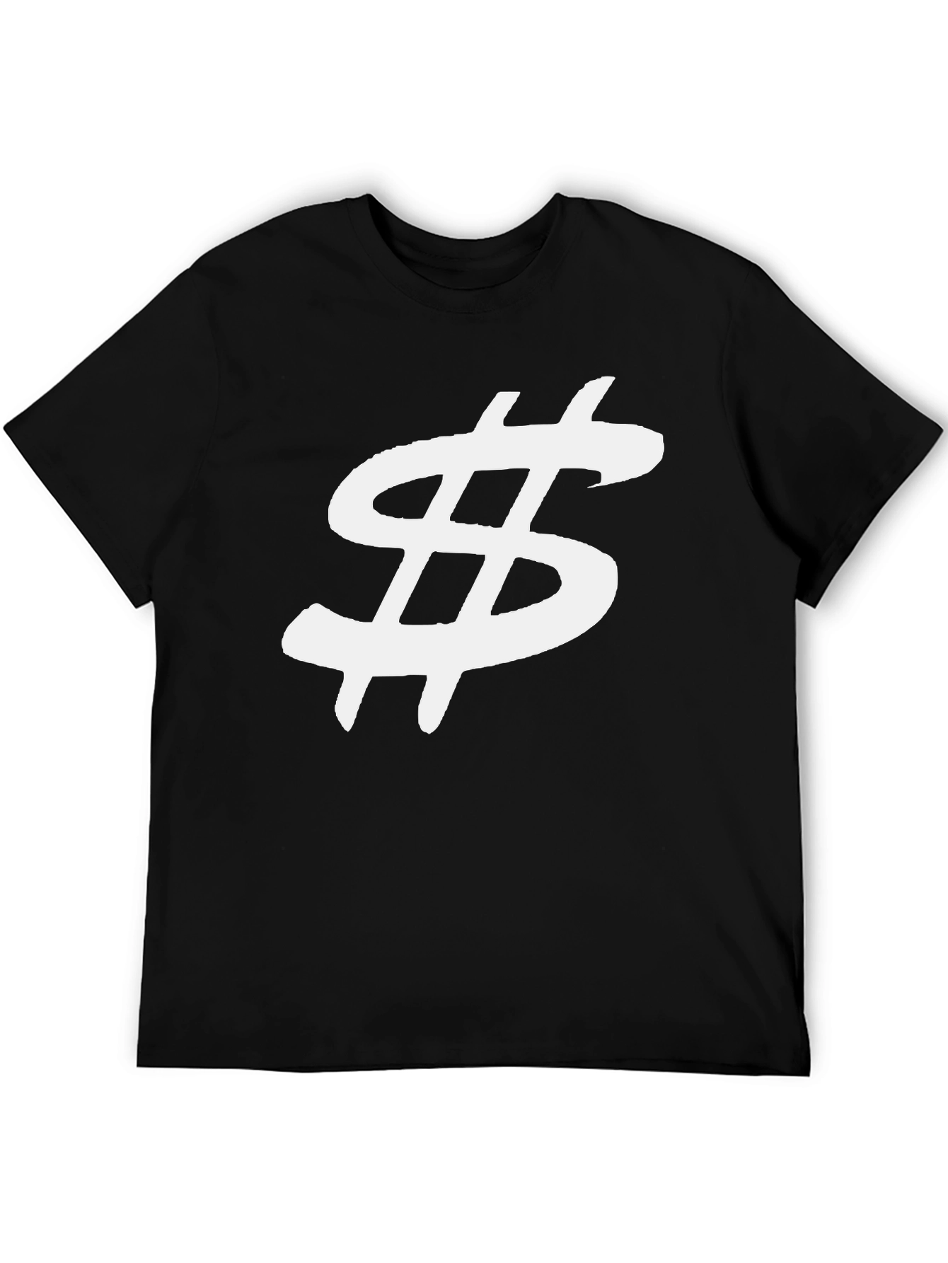 Black T-Shirt with White Dollar Sign