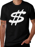 Black T-Shirt with White Dollar Sign