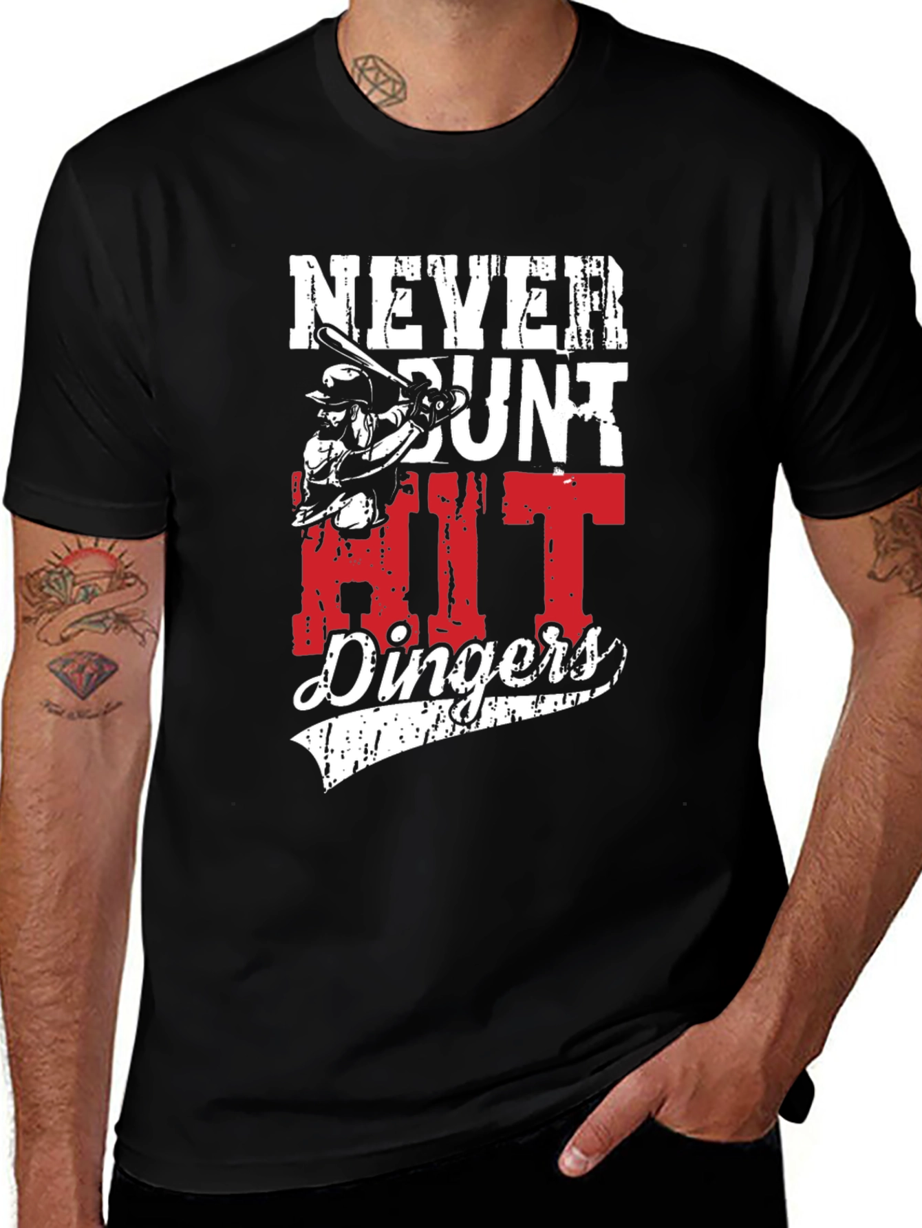 Never Bunt Hit Dingers Graphic Tee