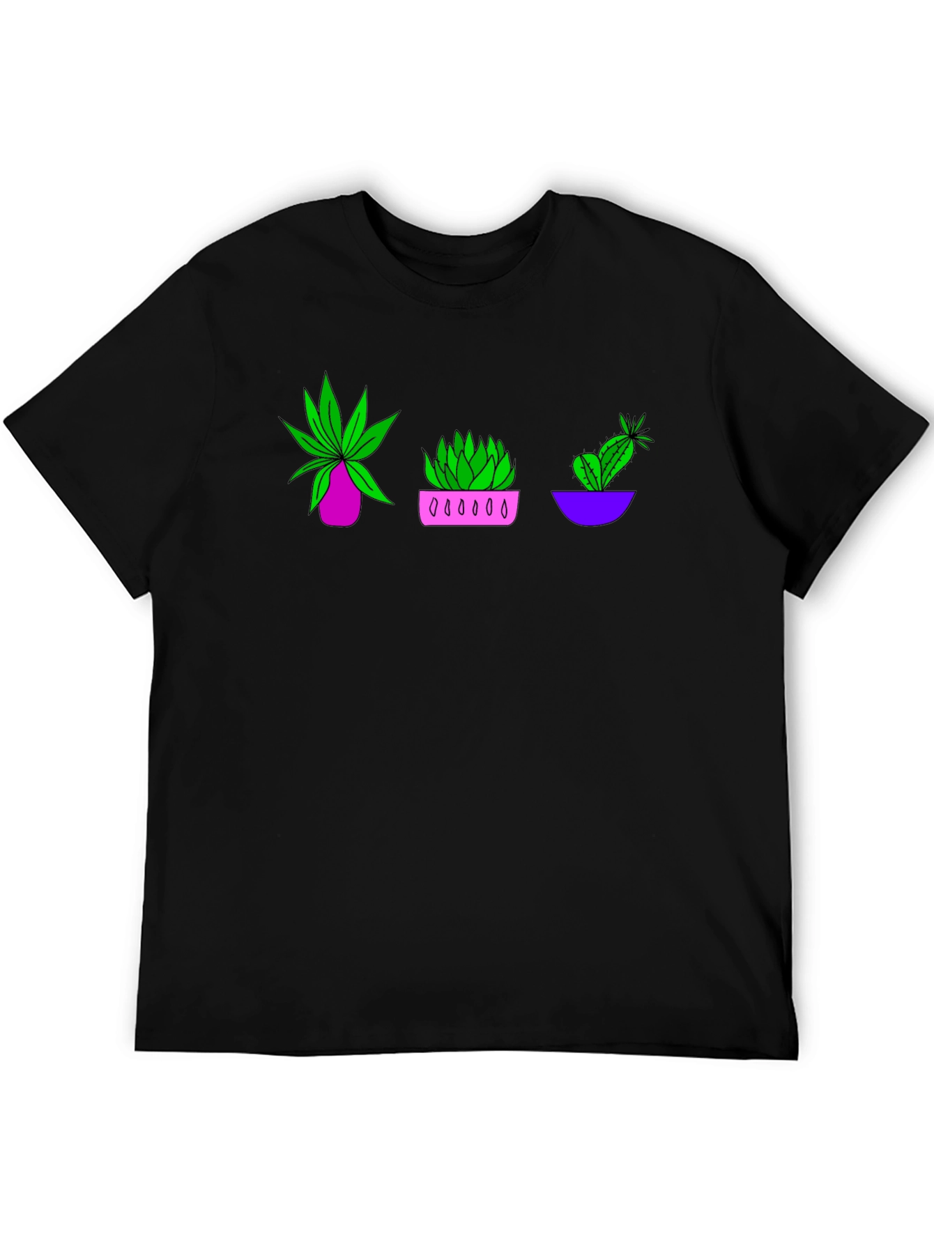 Plant Trio Graphic T-Shirt - Black