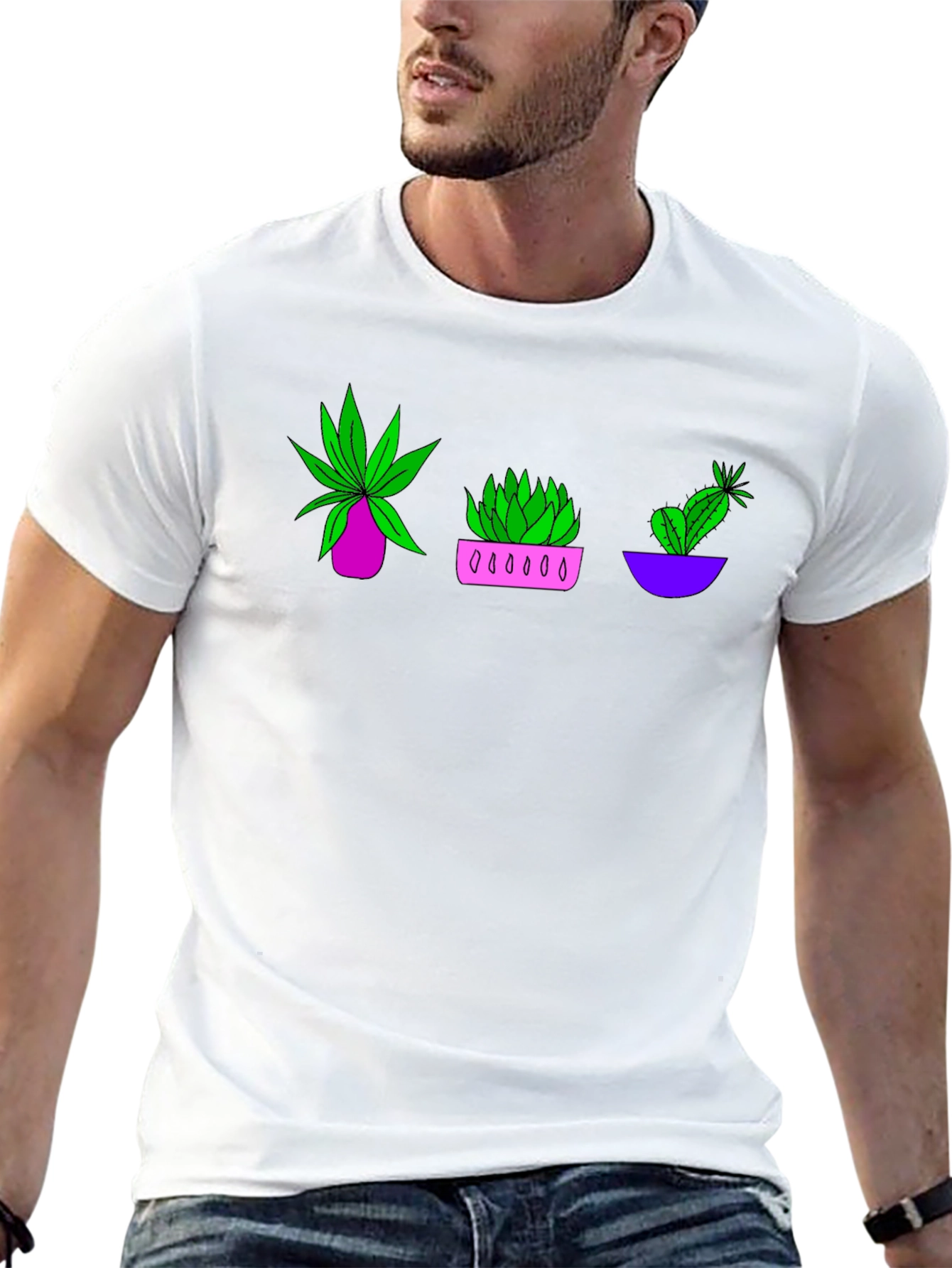 Plant Trio Graphic T-Shirt - Black