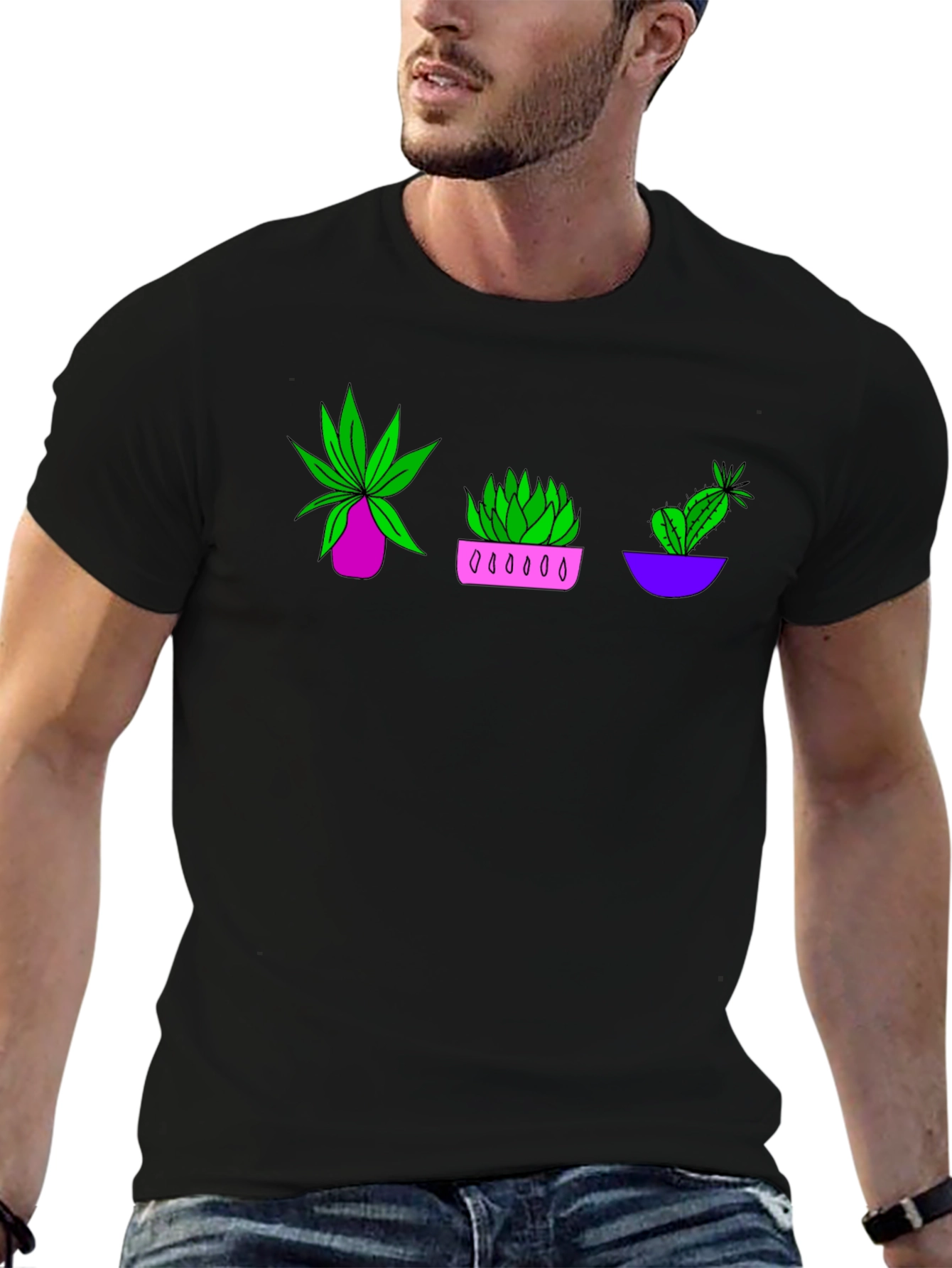 Plant Trio Graphic T-Shirt - Black