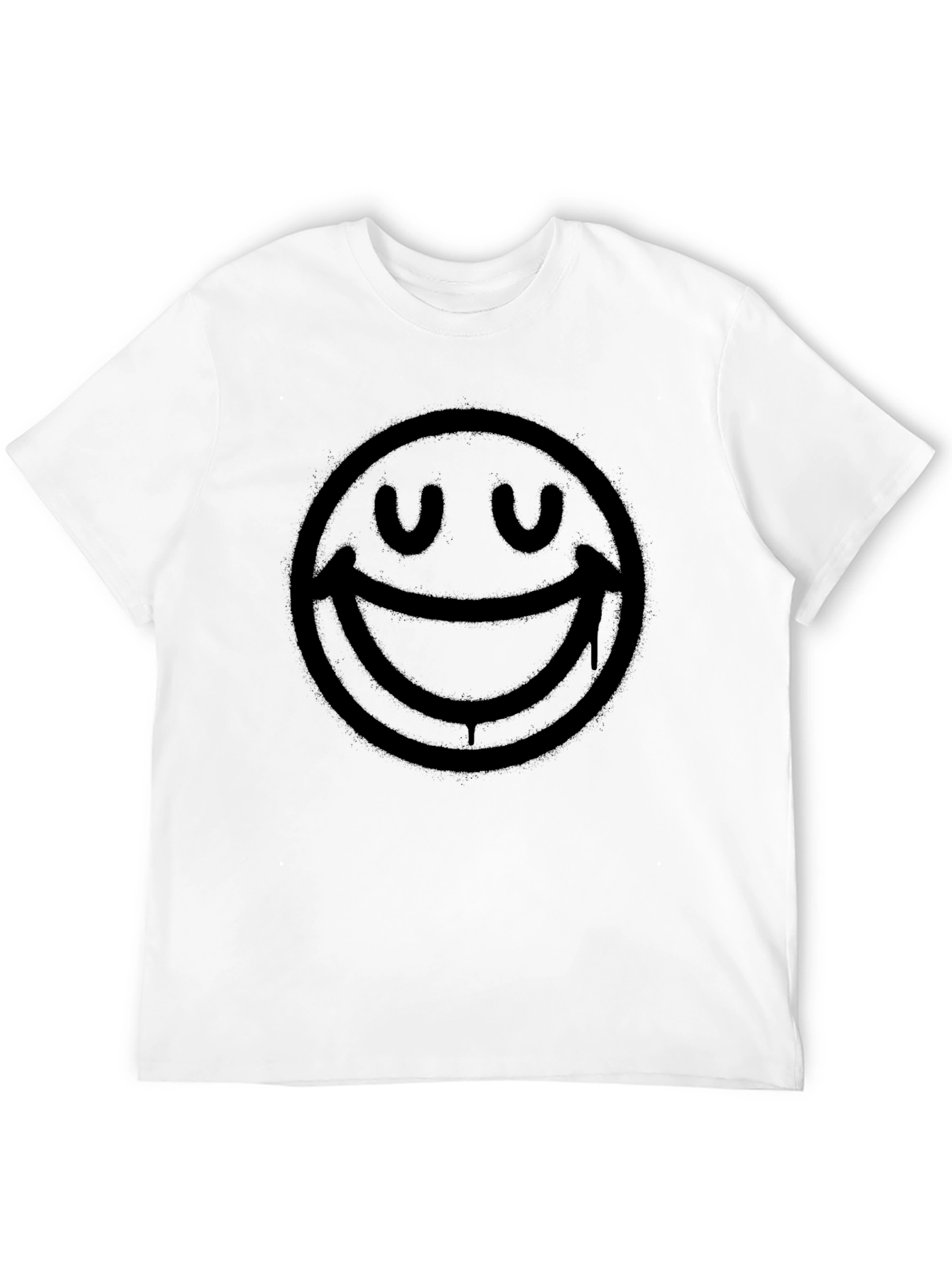 Smiley Face Graphic Print T-Shirt - Mens Black Tee