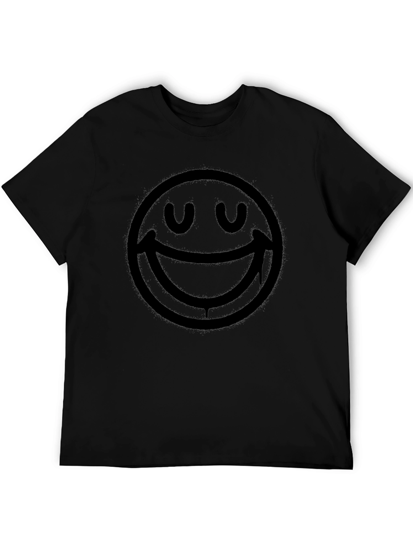 Smiley Face Graphic Print T-Shirt - Mens Black Tee