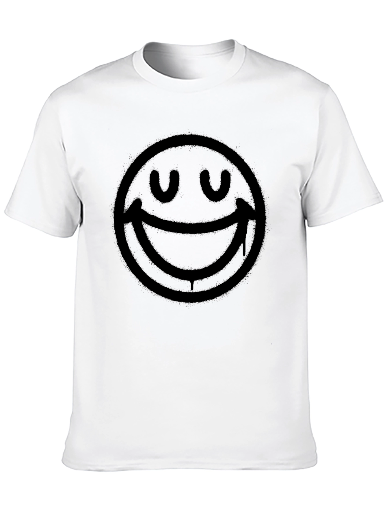 Smiley Face Graphic Print T-Shirt - Mens Black Tee