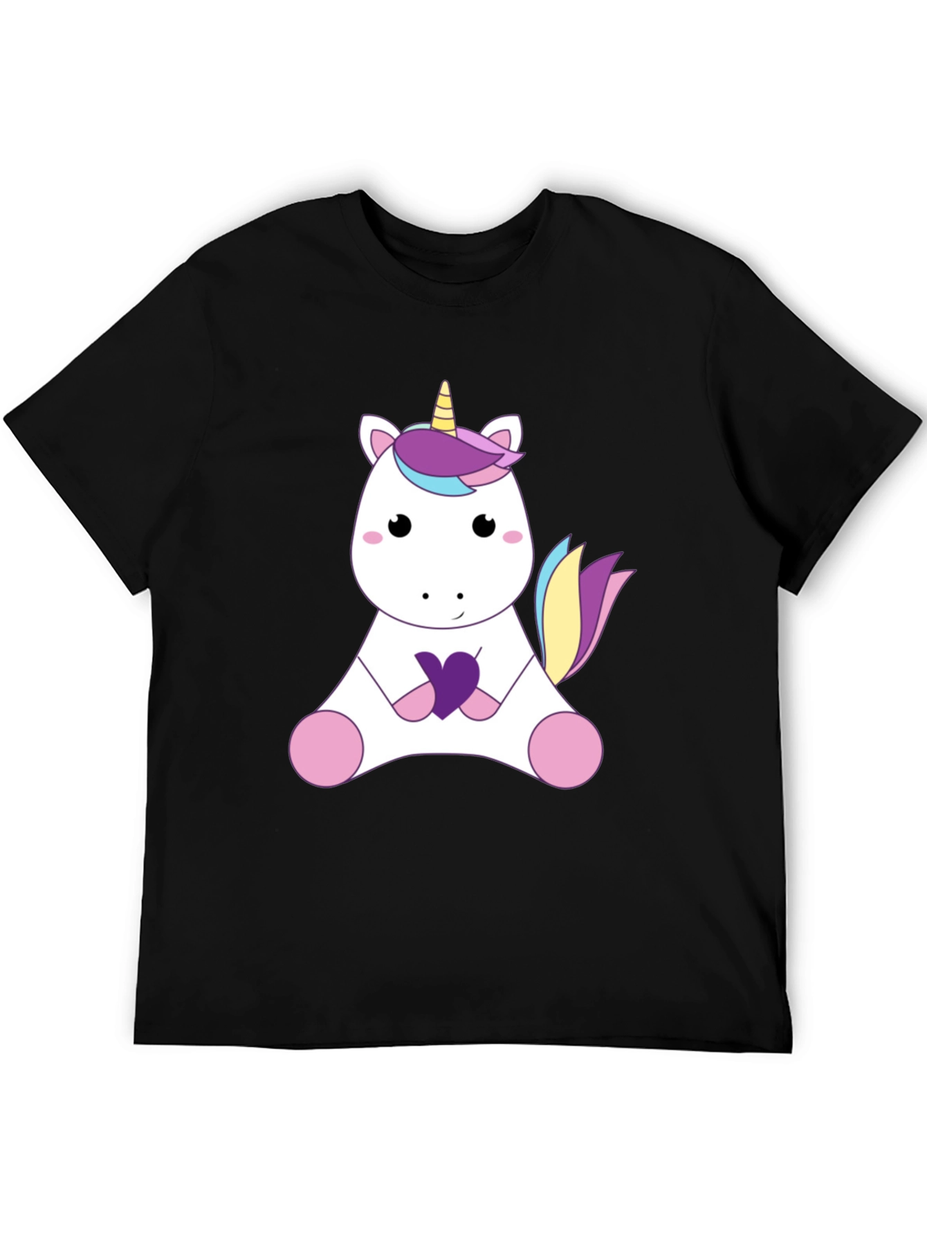 Cute Unicorn Graphic Tee - Black Cotton T-Shirt