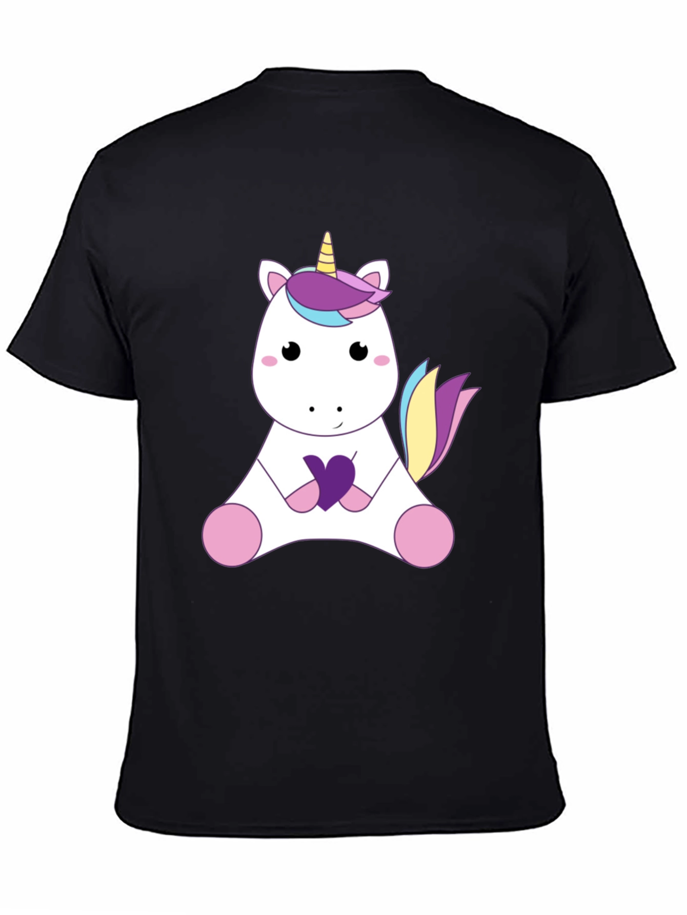 Cute Unicorn Graphic Tee - Black Cotton T-Shirt