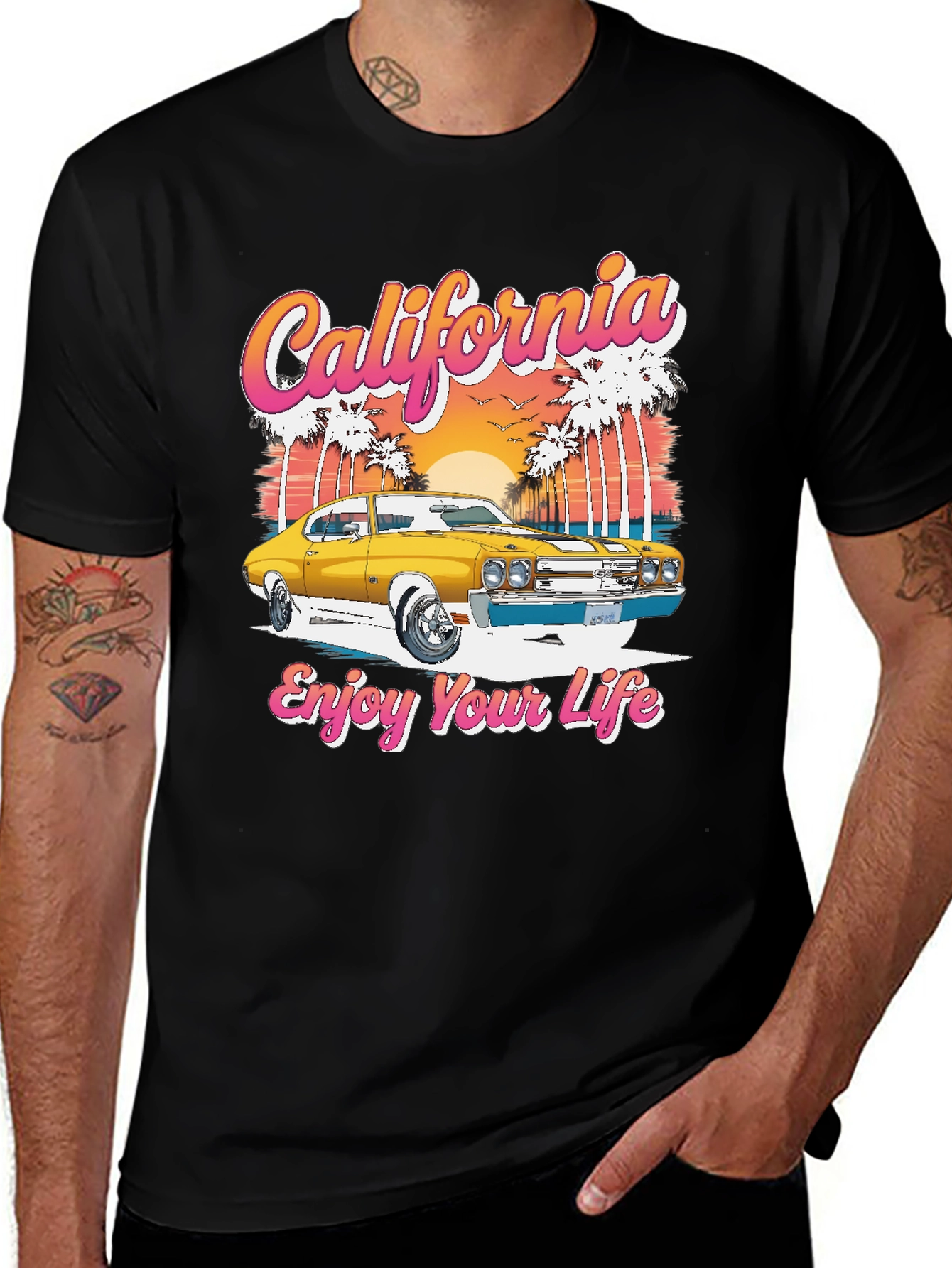 California Car Graphic T-Shirt - Retro Style