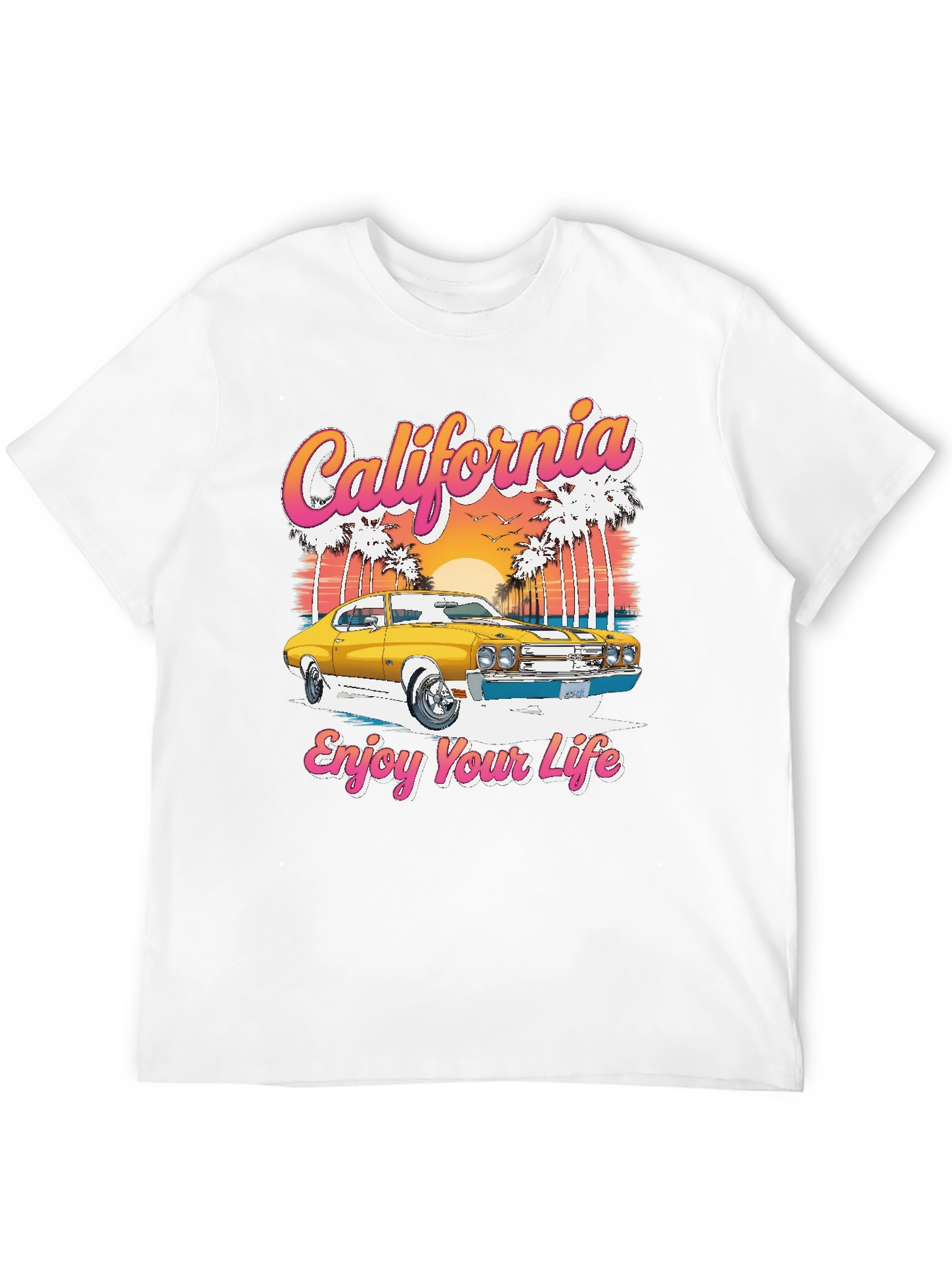 California Car Graphic T-Shirt - Retro Style