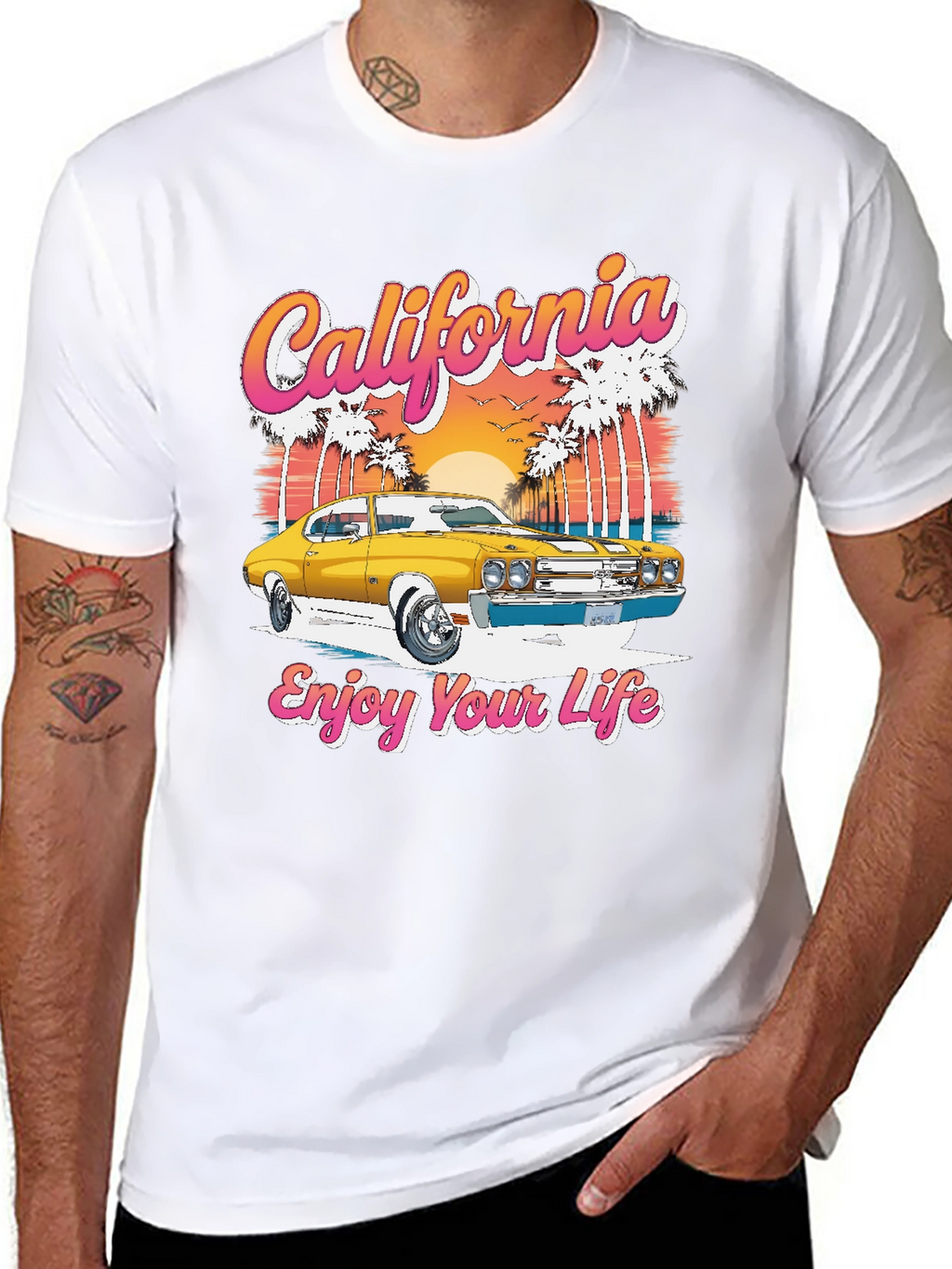 California Car Graphic T-Shirt - Retro Style