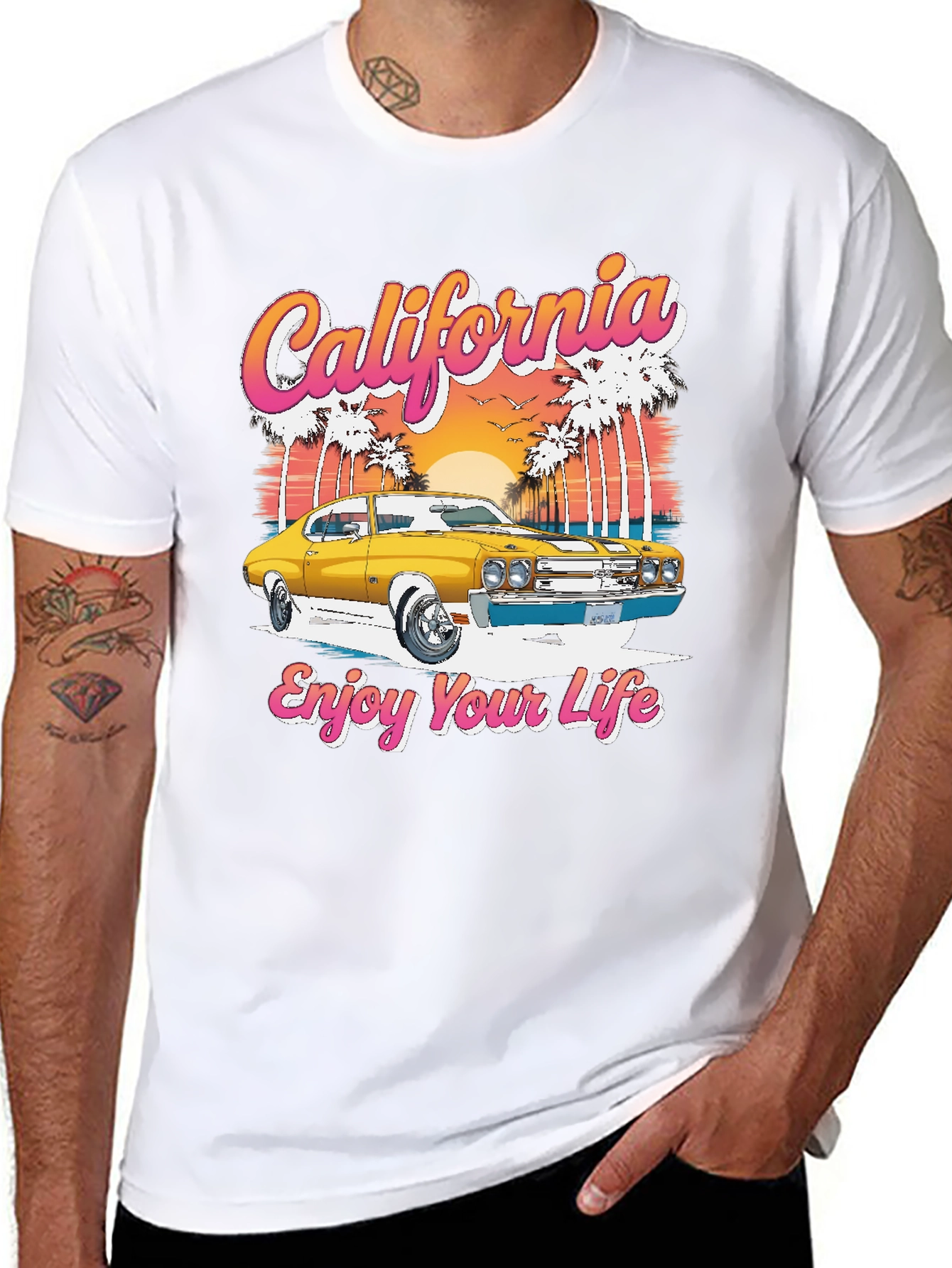 California Car Graphic T-Shirt - Retro Style