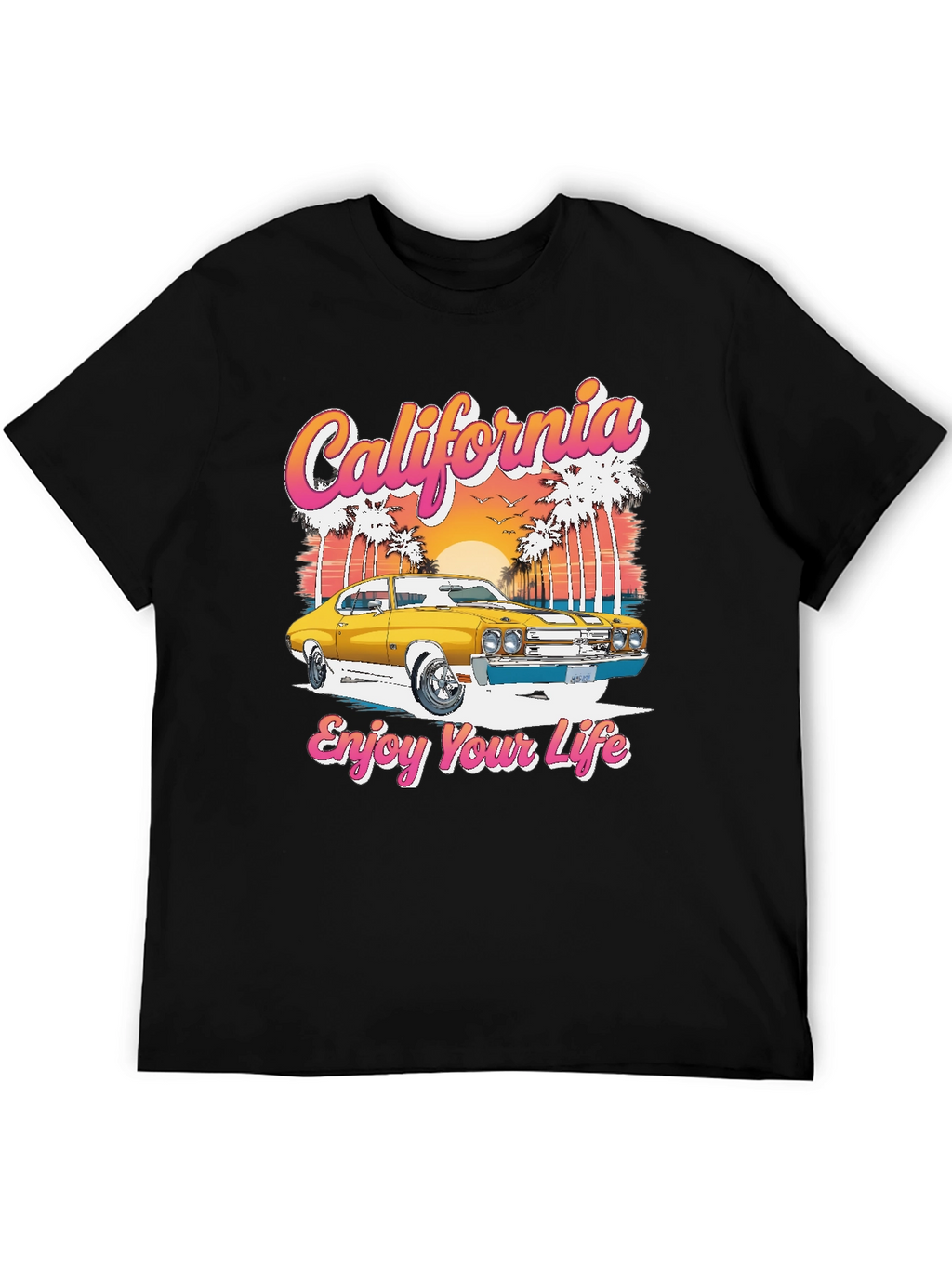 California Car Graphic T-Shirt - Retro Style