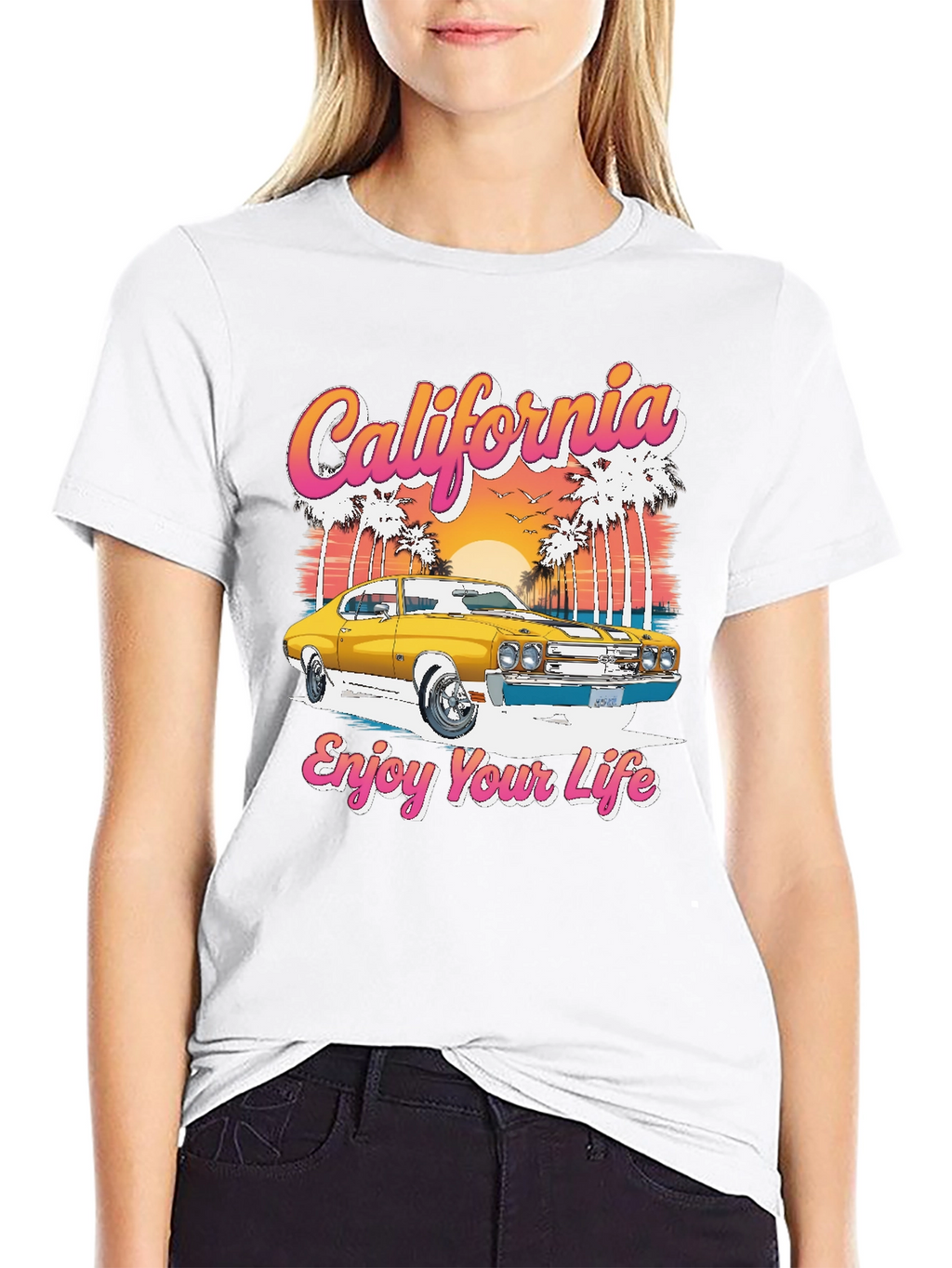 California Car Graphic T-Shirt - Retro Style