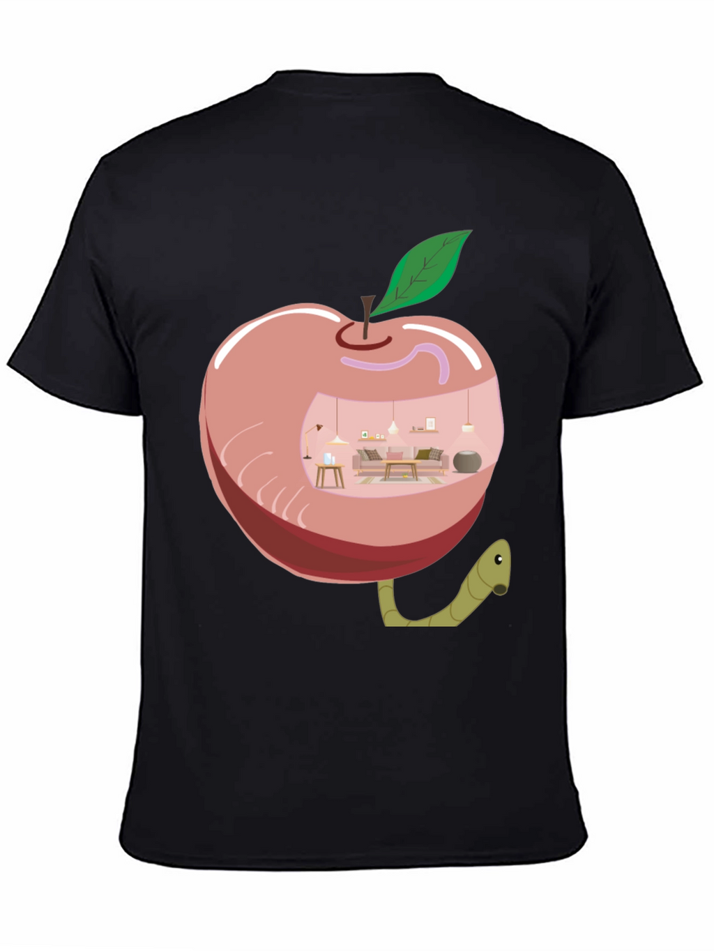 Apple Home Worm Tee - Unique Graphic T-Shirt