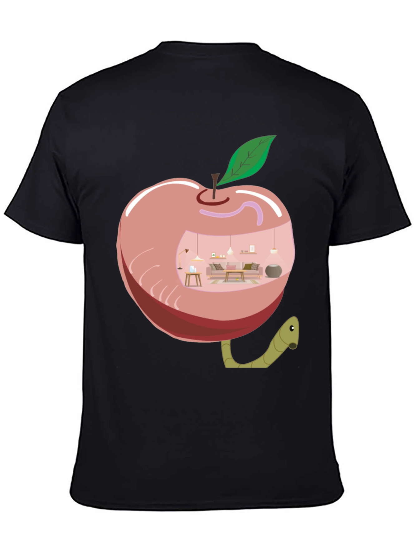 Apple Home Worm Tee - Unique Graphic T-Shirt