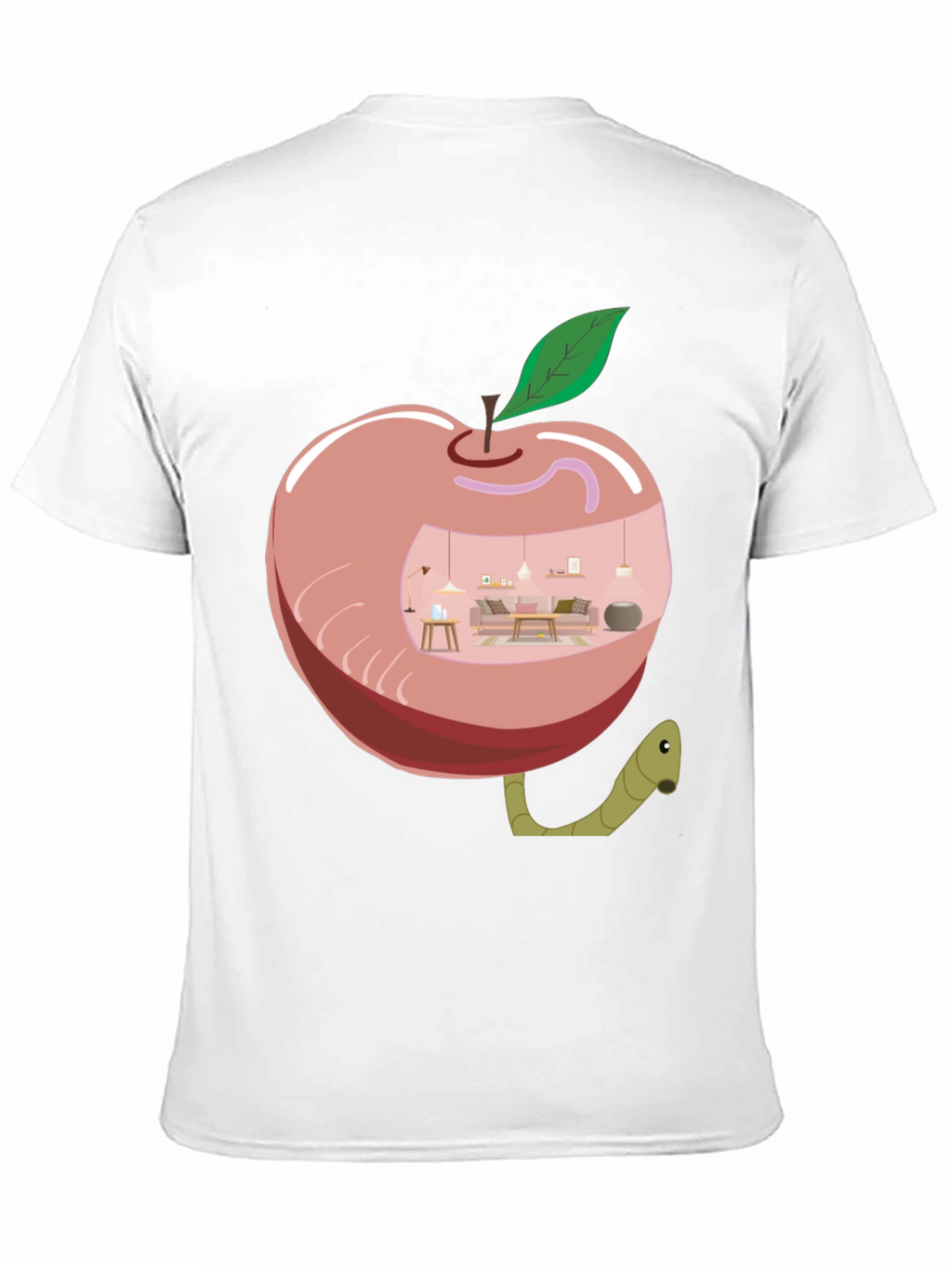 Apple Home Worm Tee - Unique Graphic T-Shirt