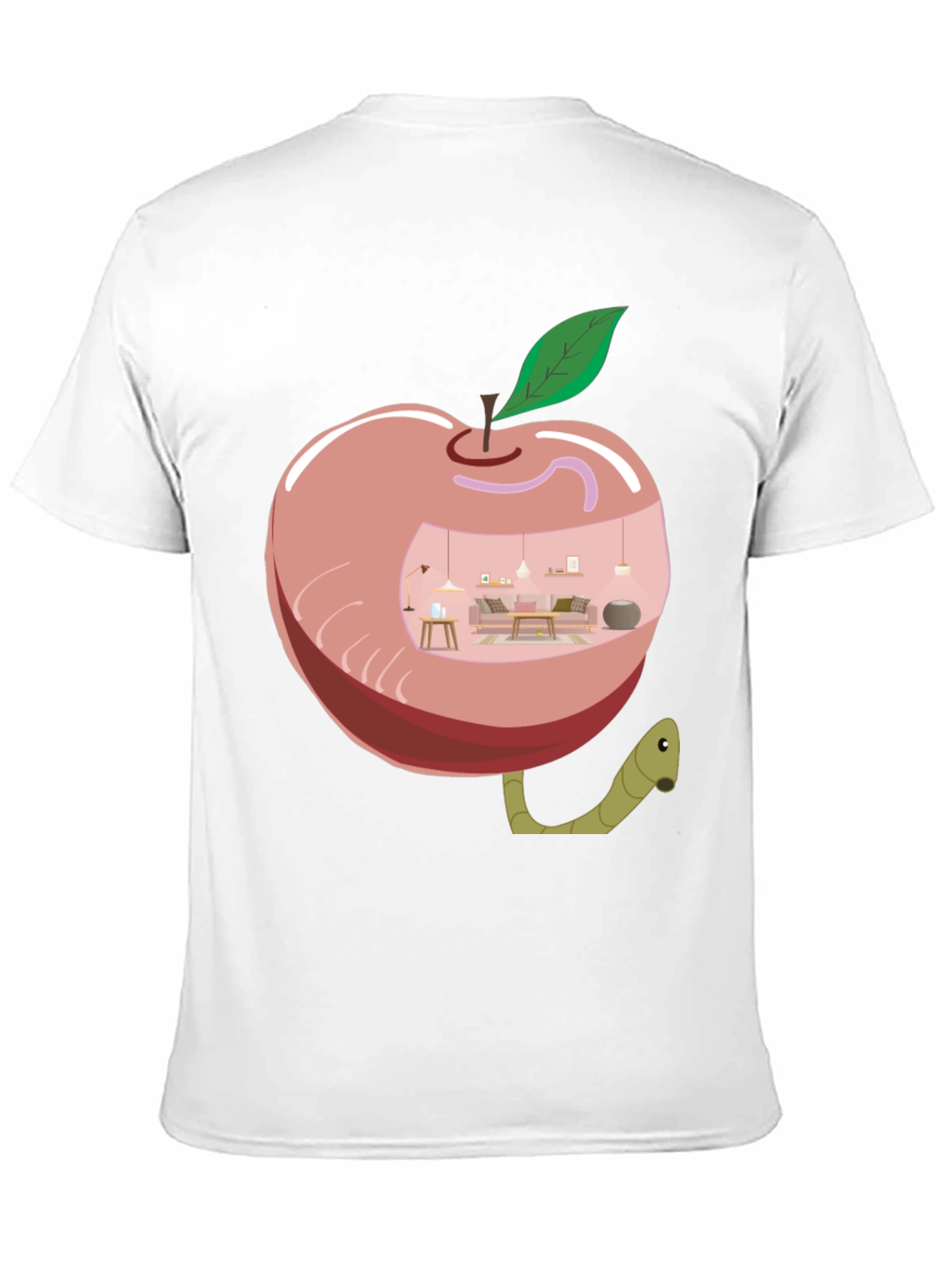 Apple Home Worm Tee - Unique Graphic T-Shirt