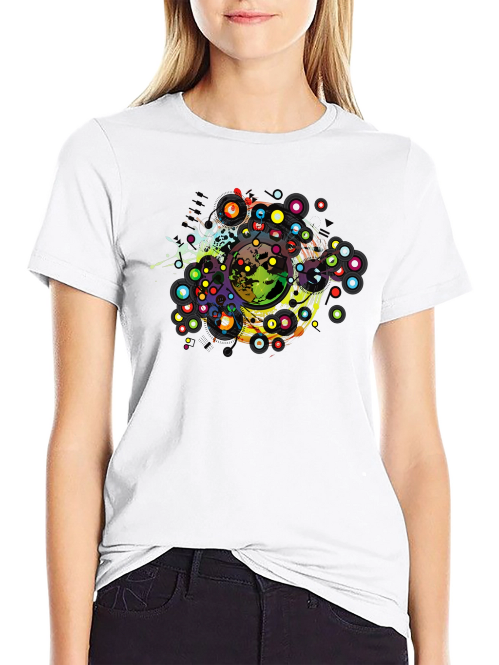 Abstract Earth Graphic Tee - Black