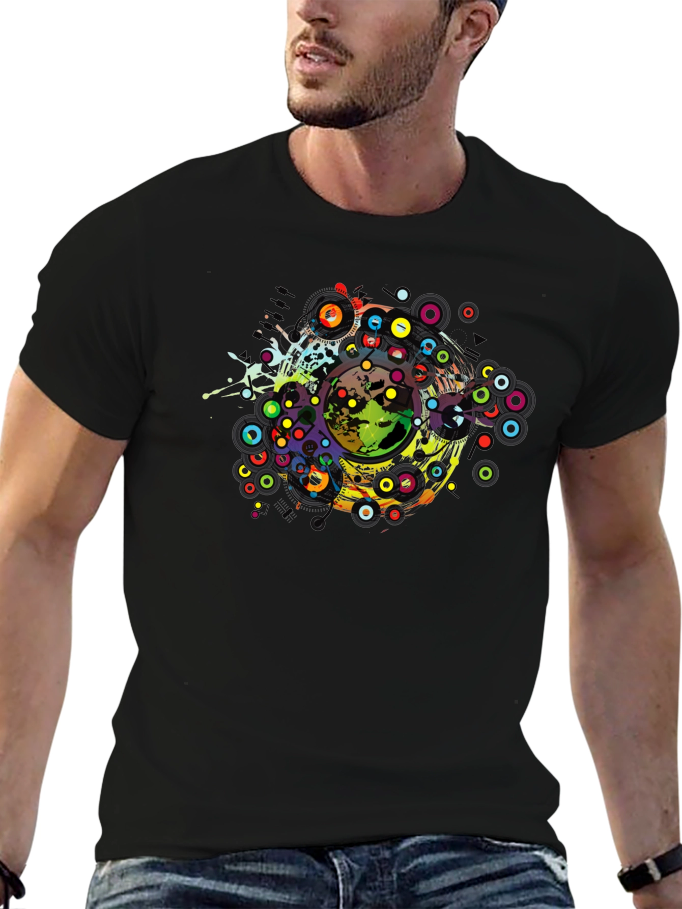 Abstract Earth Graphic Tee - Black