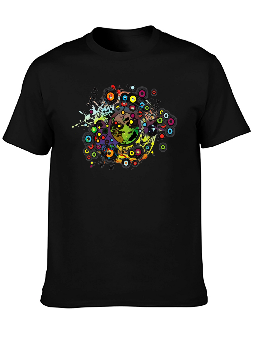 Abstract Earth Graphic Tee - Black