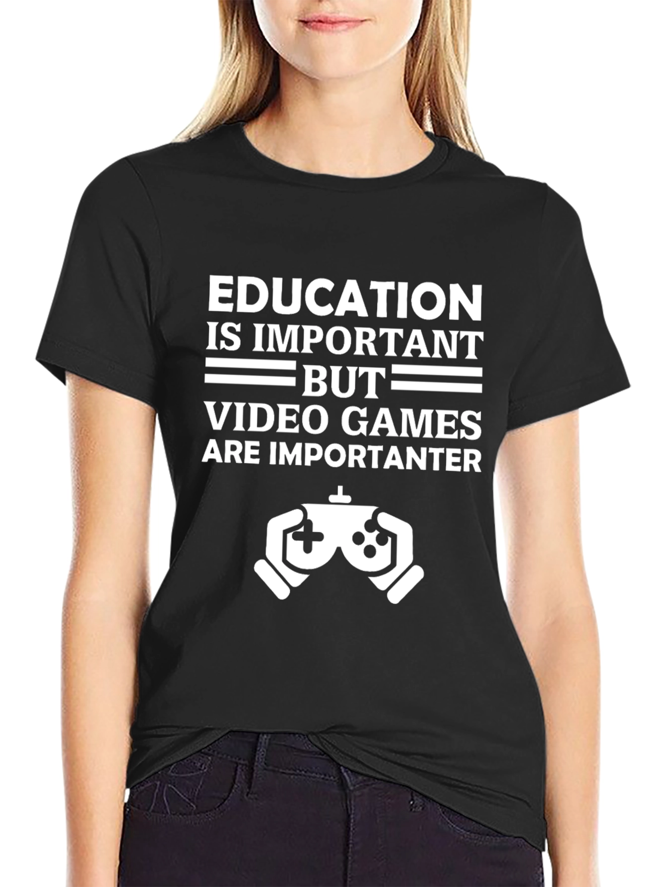 Funny Gamer T-Shirt - Education vs. Video Games