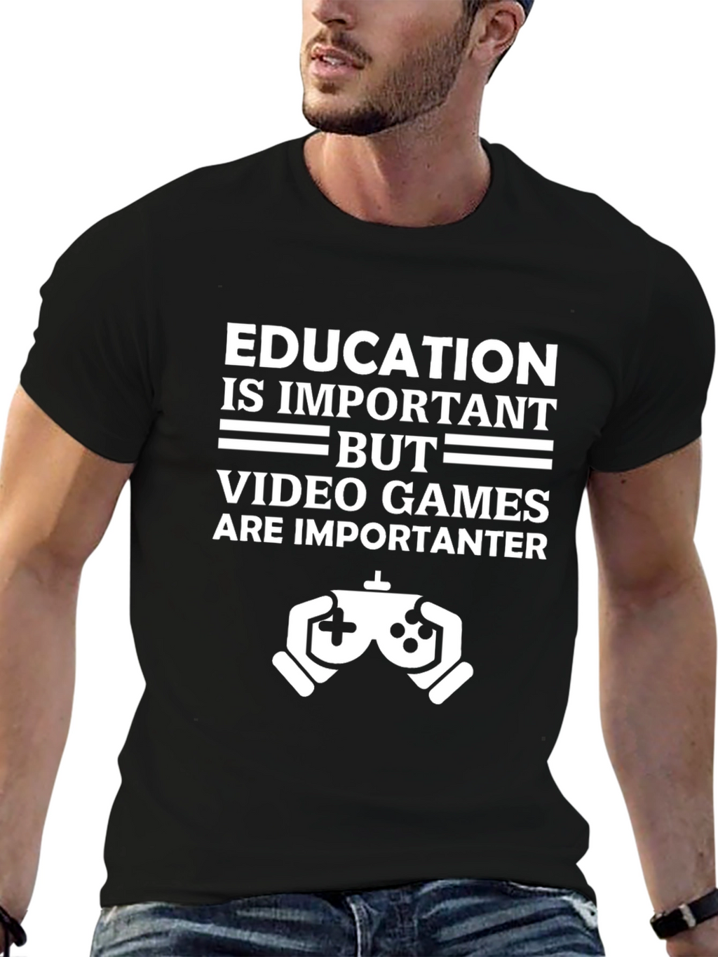 Funny Gamer T-Shirt - Education vs. Video Games
