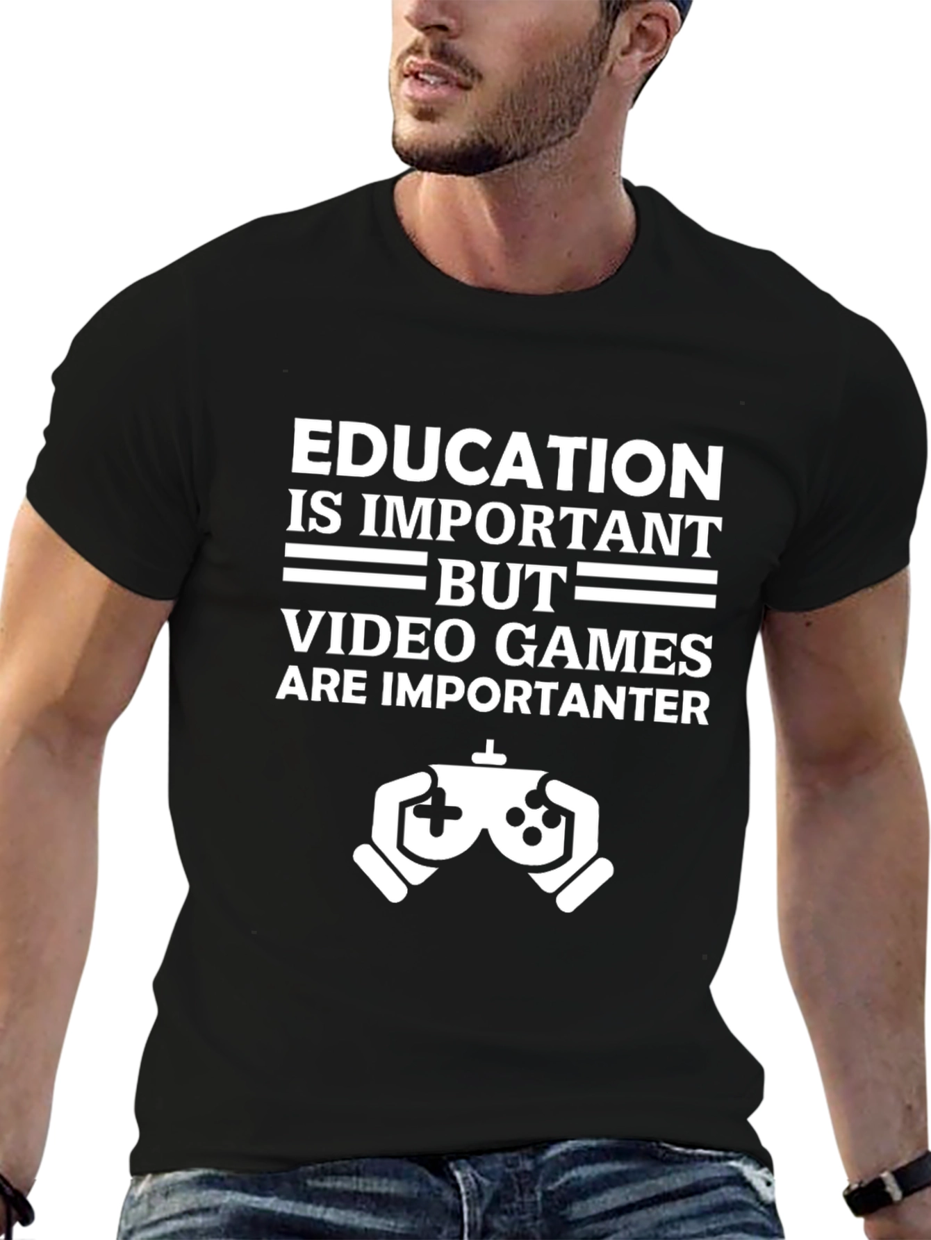 Funny Gamer T-Shirt - Education vs. Video Games