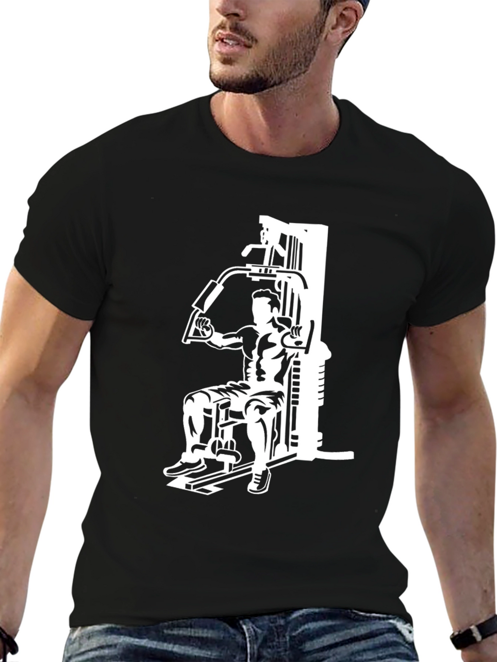 Gym Workout Graphic Tee - Black