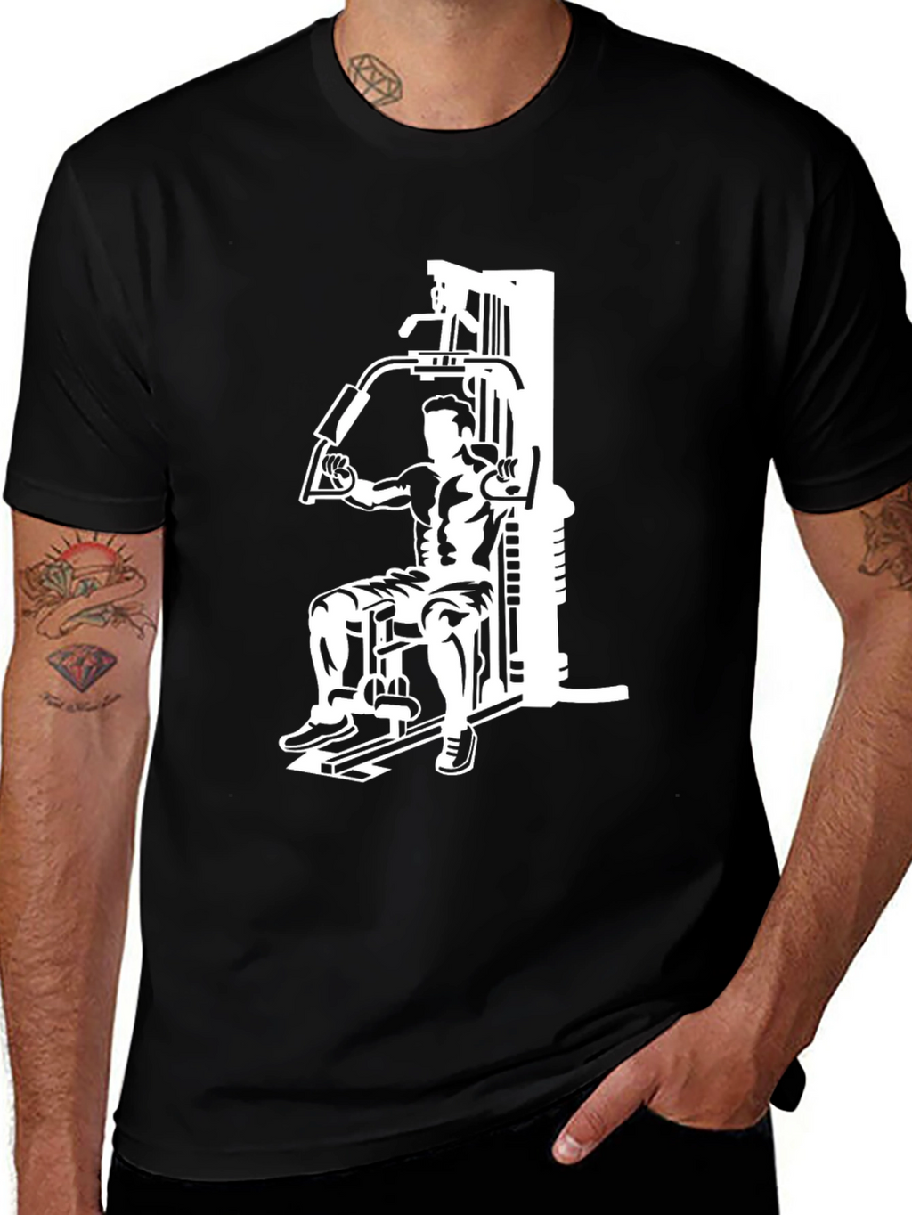 Gym Workout Graphic Tee - Black