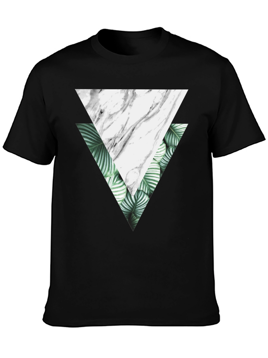 Geometric Triangle Graphic Tee - Black Cotton T-Shirt