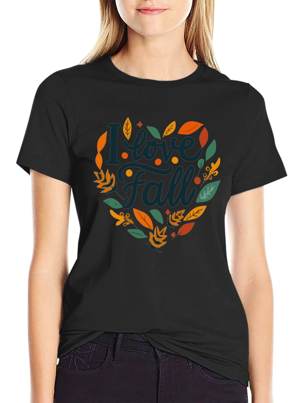 I Love Fall T-Shirt - Black Autumn Graphic Tee