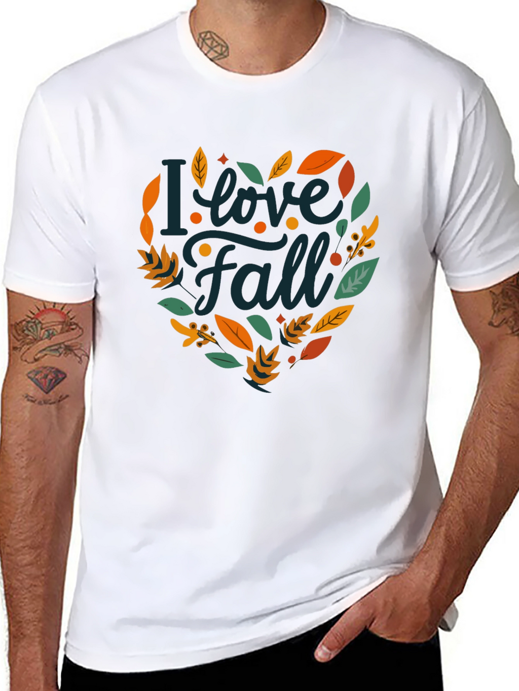 I Love Fall T-Shirt - Black Autumn Graphic Tee