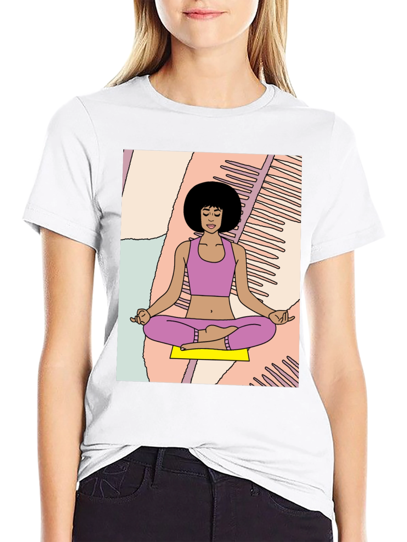 Meditating Woman Graphic Tee - Relaxed Fit