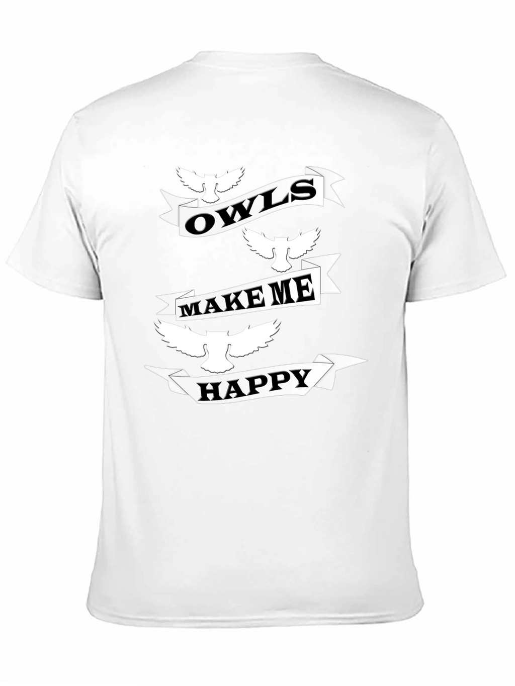 Owls Make Me Happy Black Graphic T-Shirt