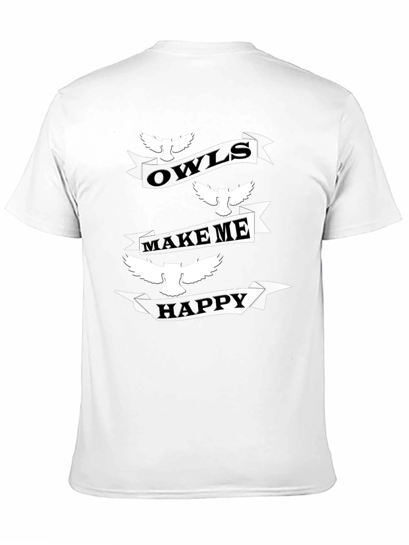 Owls Make Me Happy Black Graphic T-Shirt