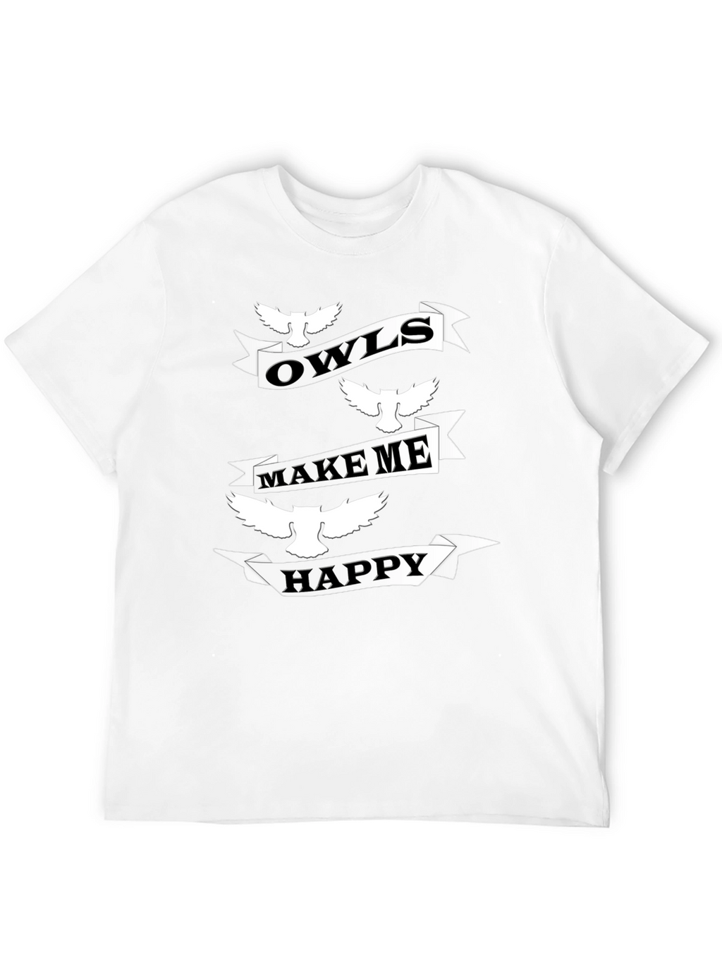 Owls Make Me Happy Black Graphic T-Shirt