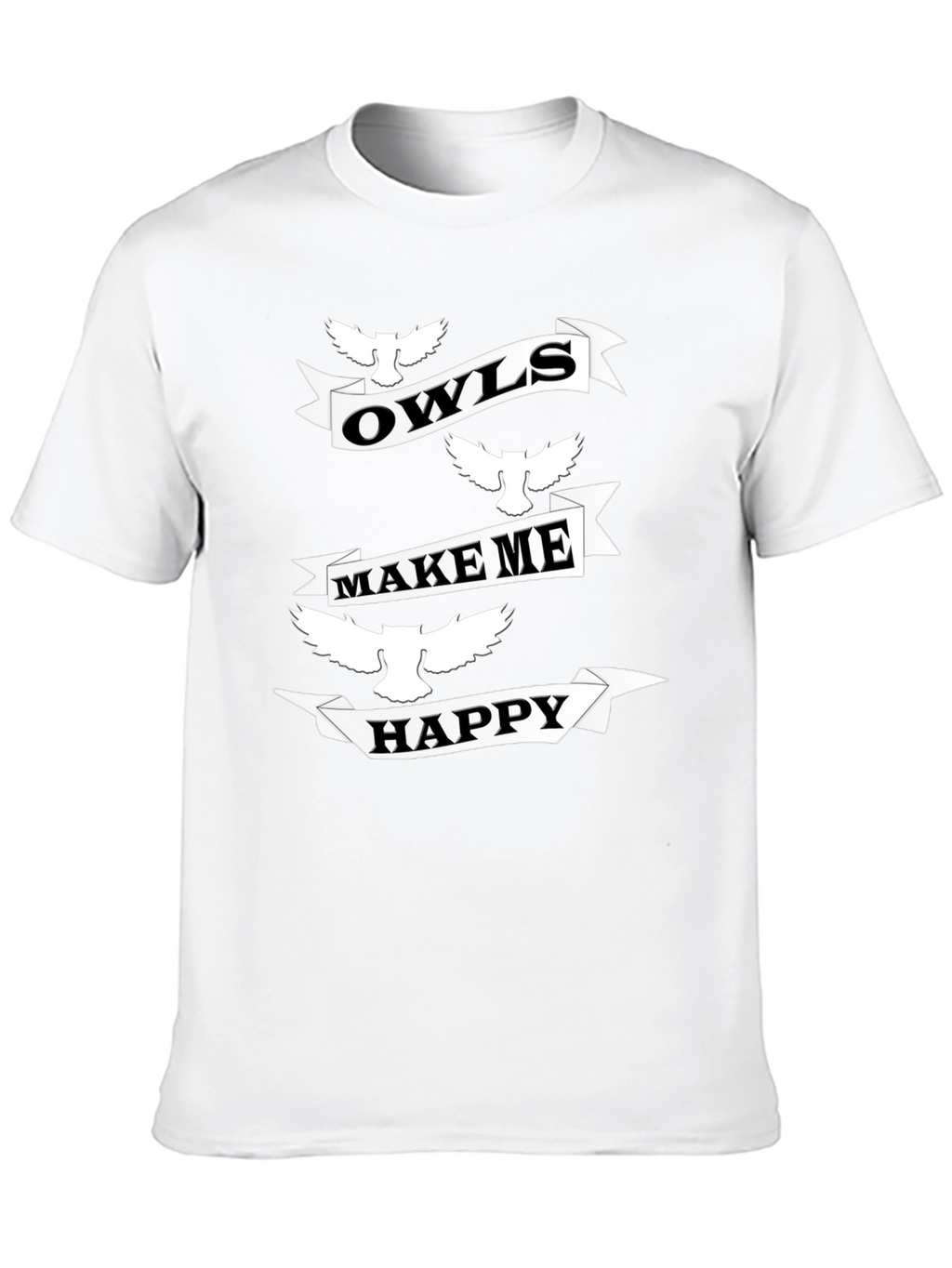 Owls Make Me Happy Black Graphic T-Shirt
