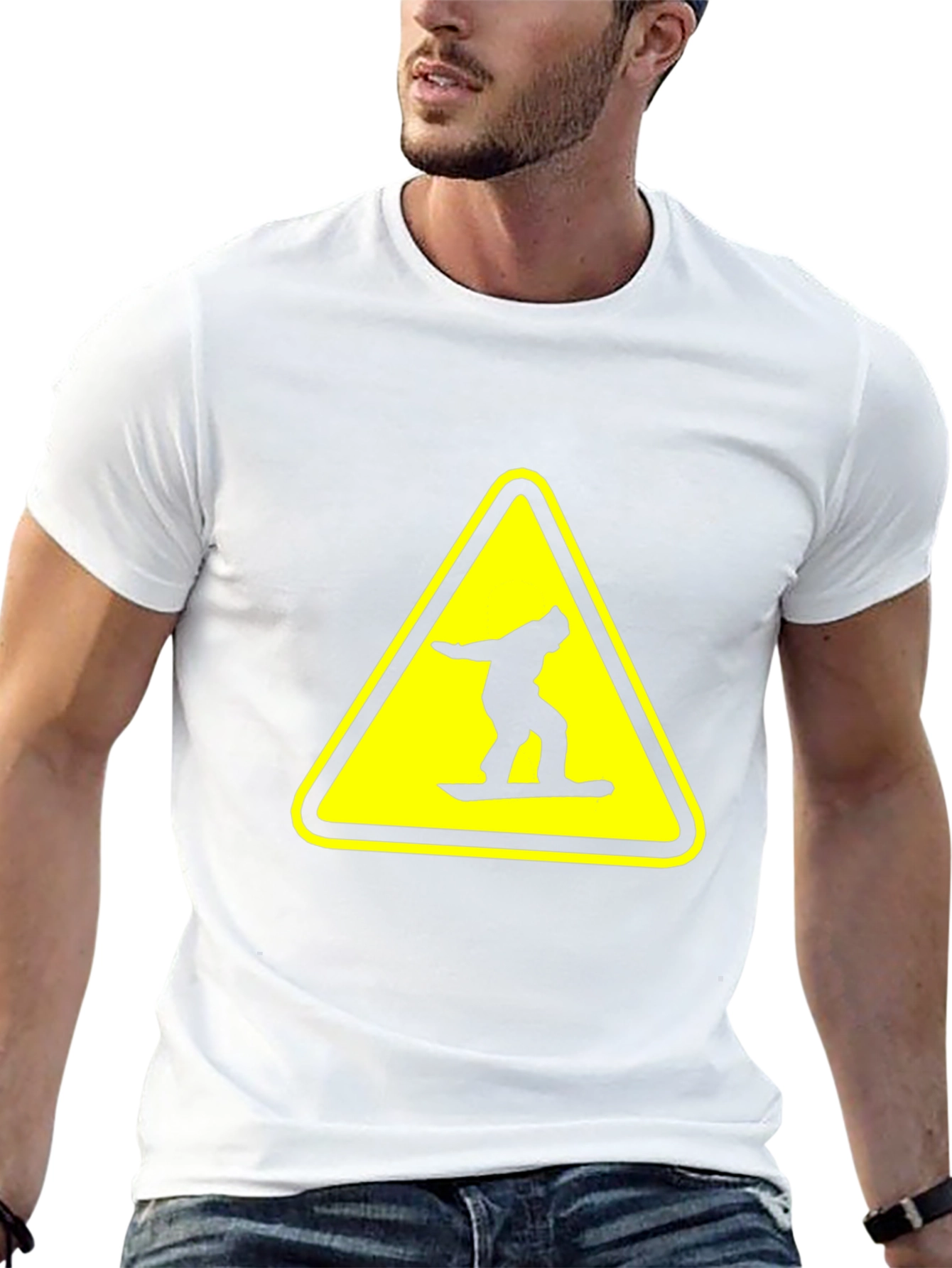 Snowboarder Warning Sign Black T-Shirt