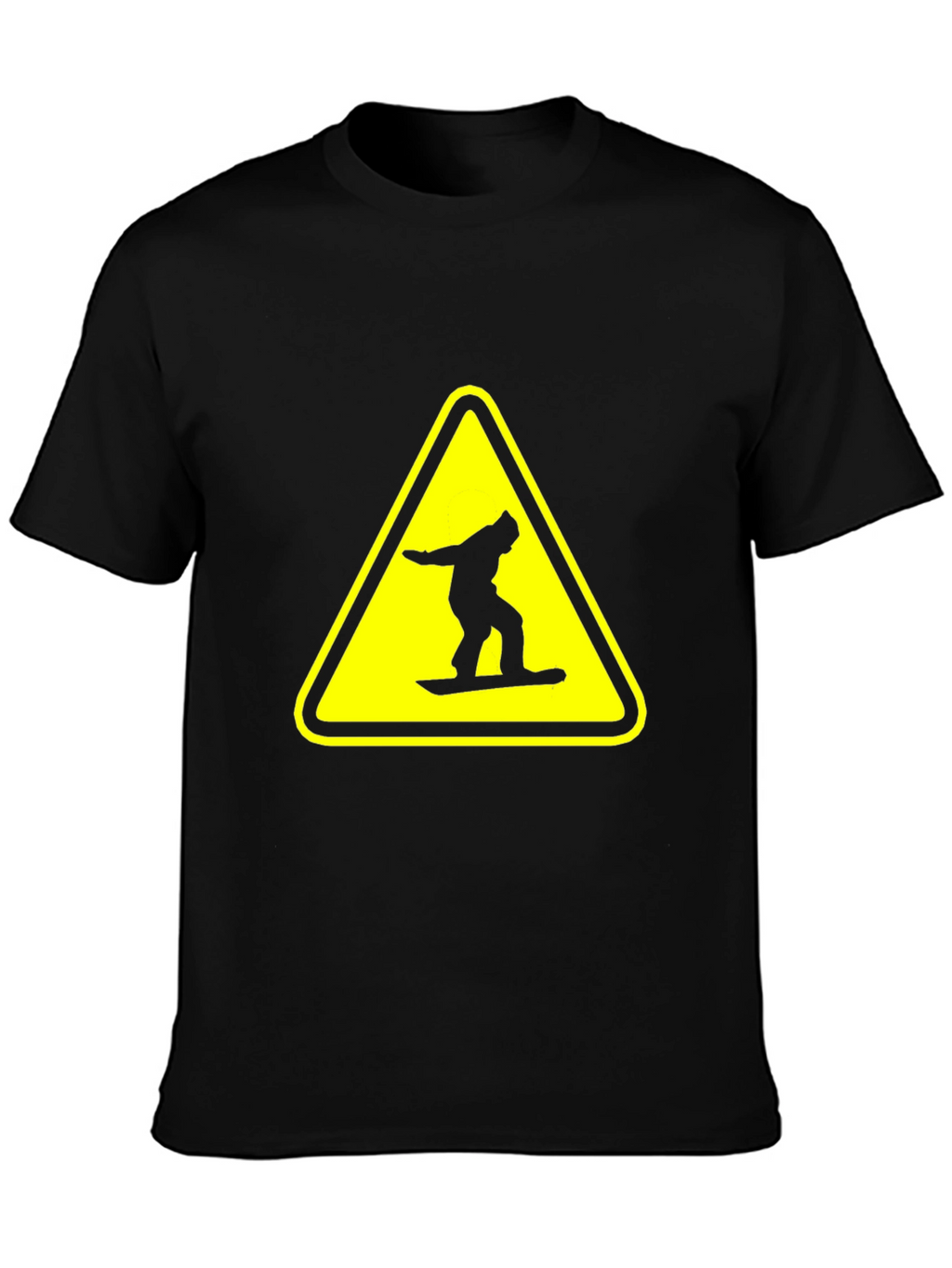 Snowboarder Warning Sign Black T-Shirt